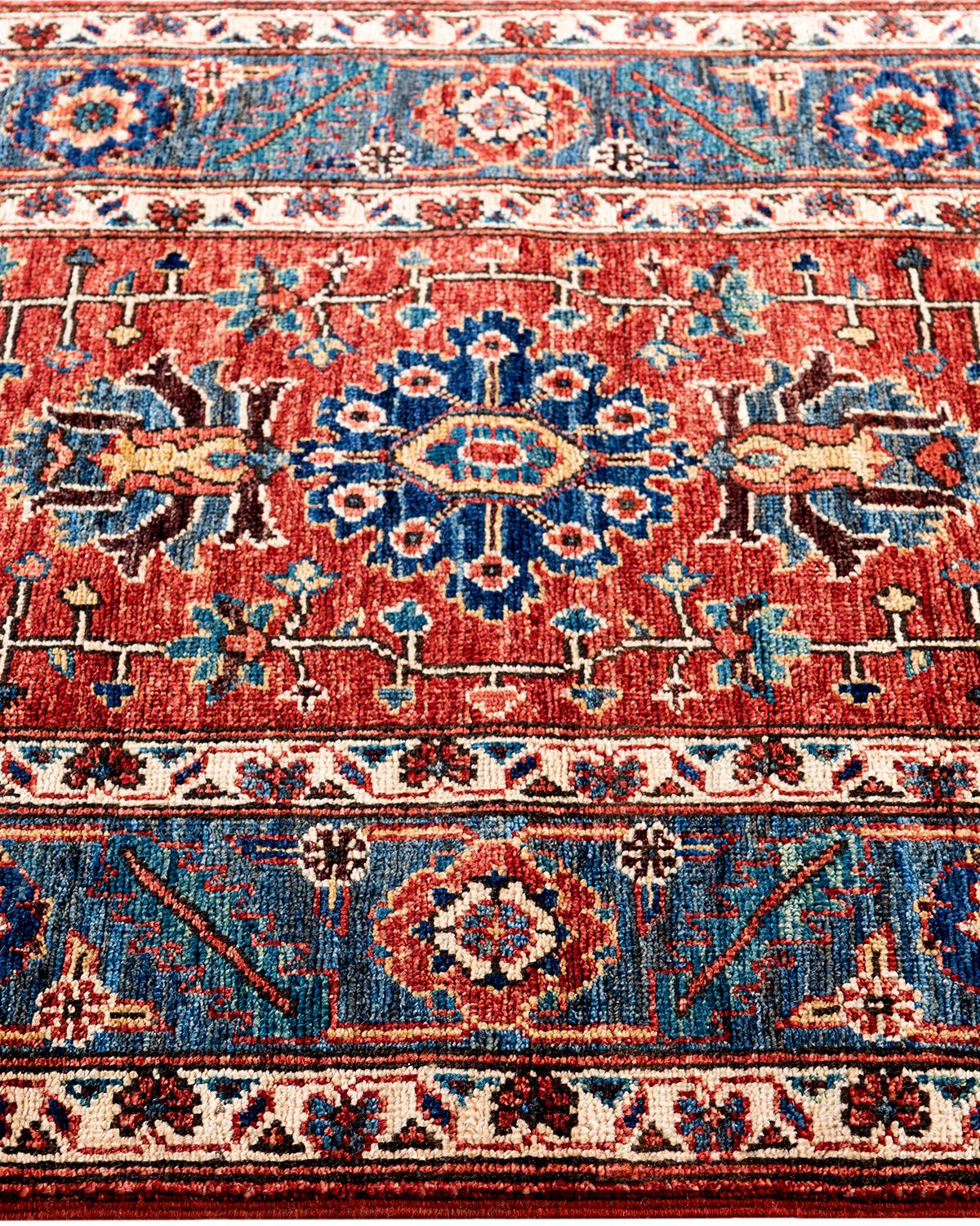 Tapis traditionnel Serapi rouge noué à la main 2' 9