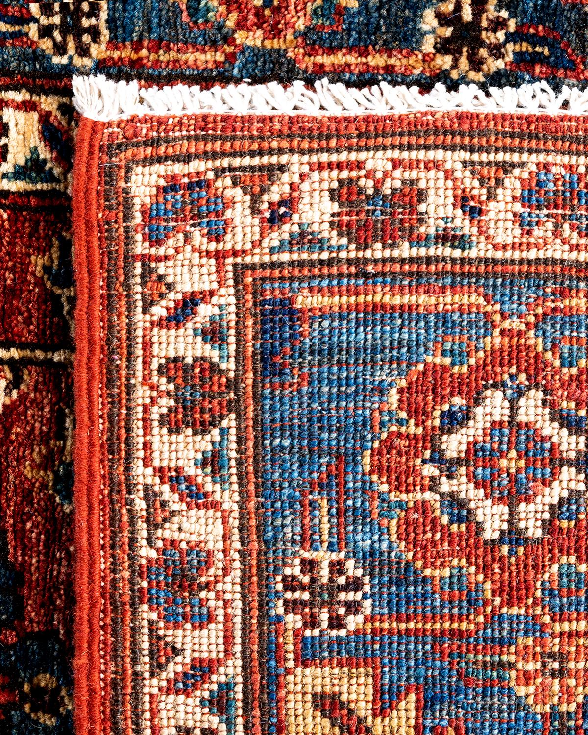 XXIe siècle et contemporain Tapis traditionnel Serapi rouge noué à la main 2' 9