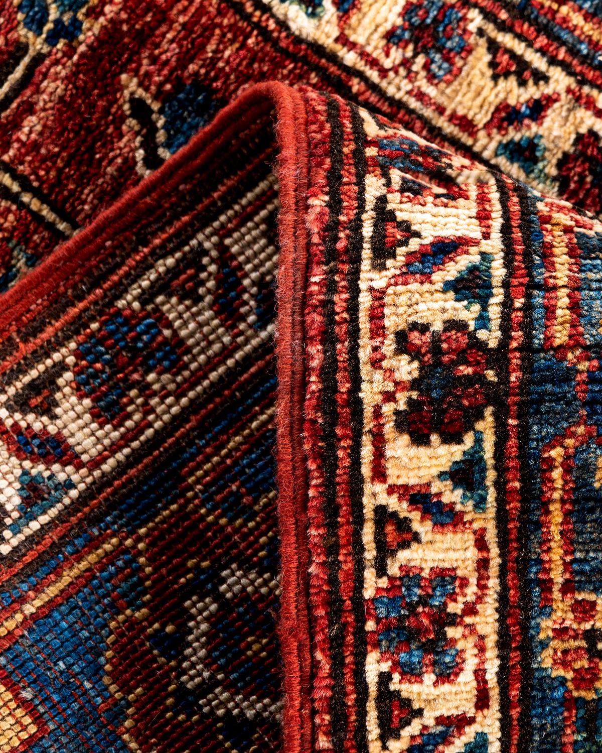 Laine Tapis traditionnel Serapi rouge noué à la main 2' 9