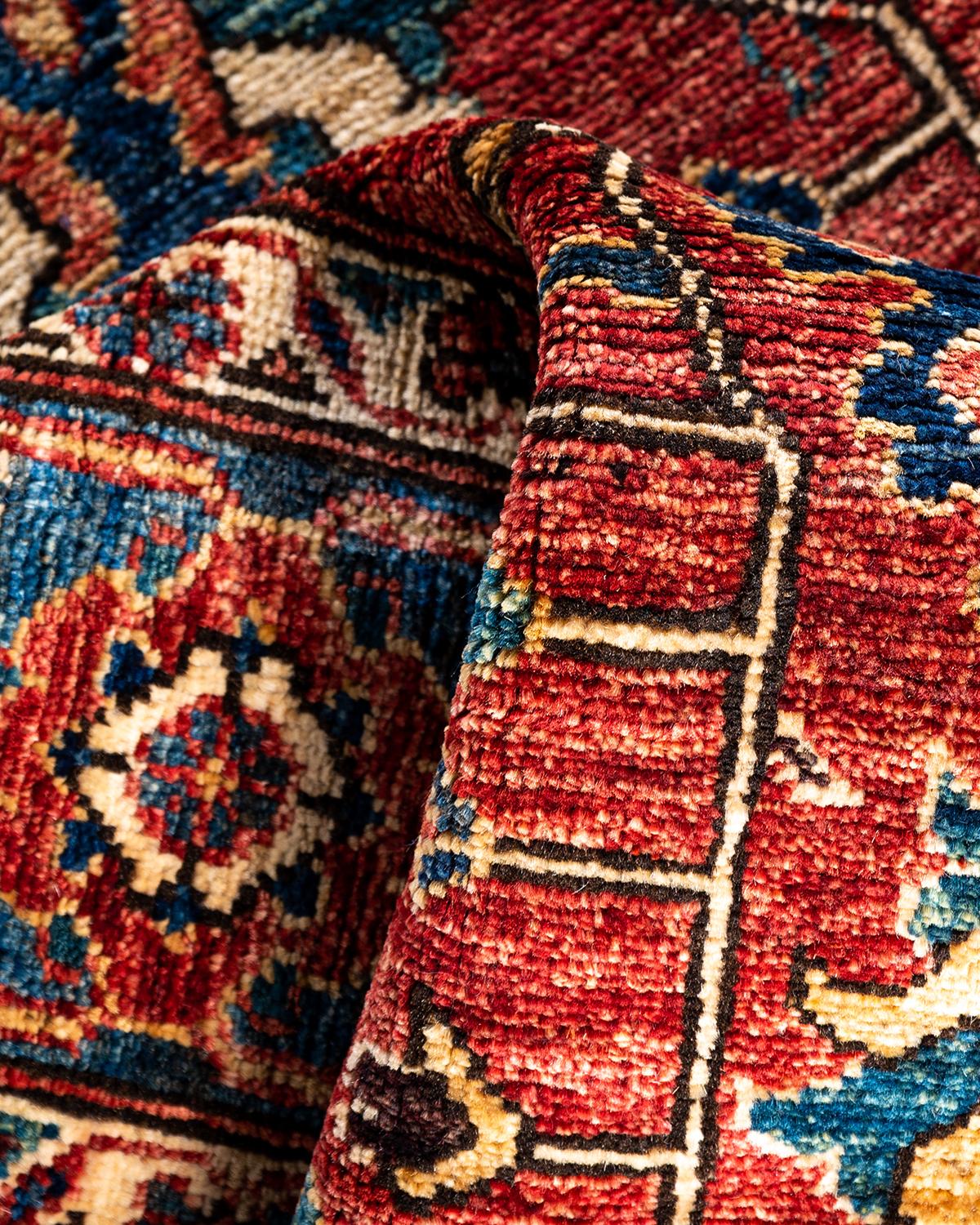 Tapis traditionnel Serapi rouge noué à la main 2' 9