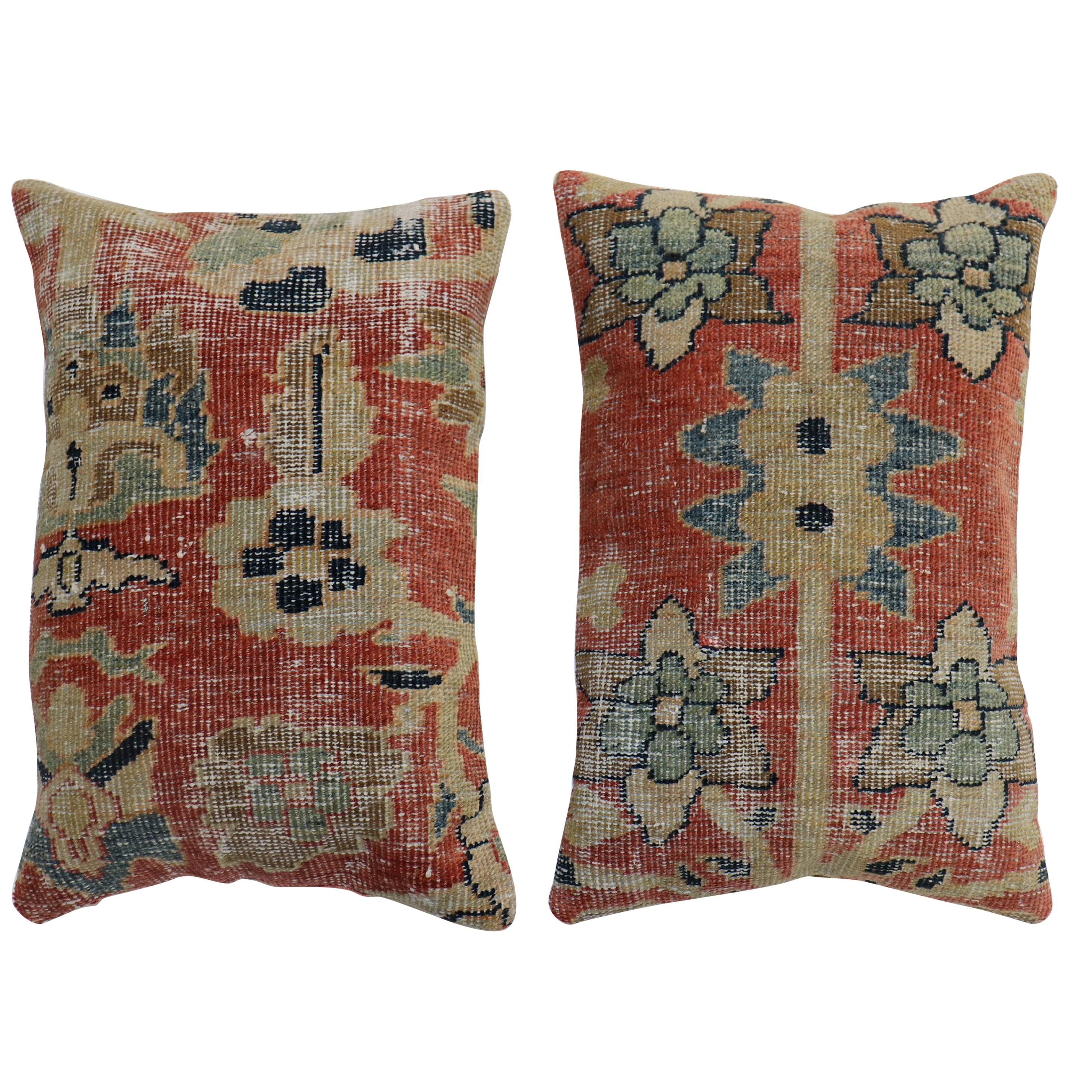 Traditional Set of Persian Mahal Rug Pillows