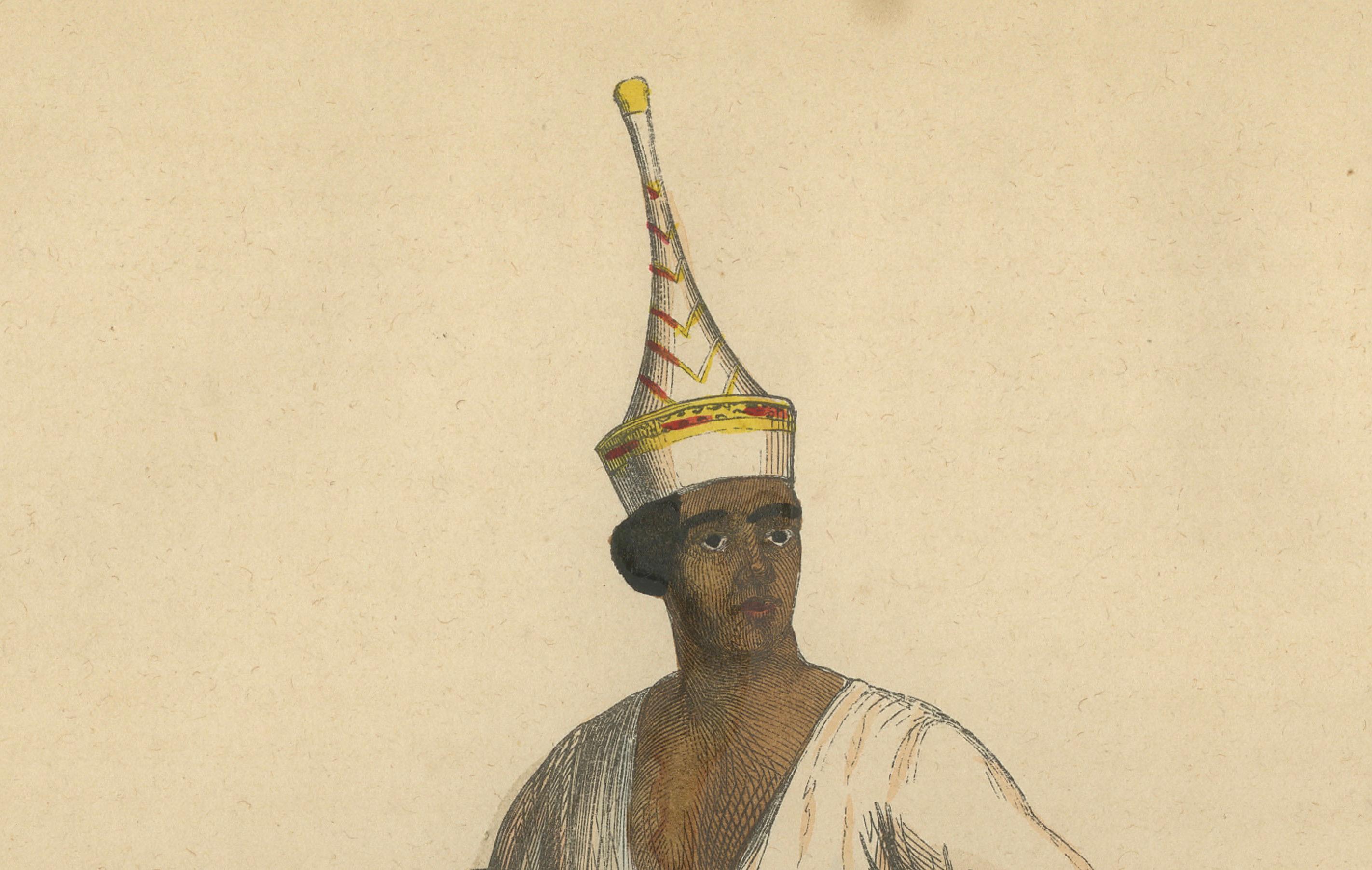 Paper Traditional Siamese Attire: A 19th Century Ethnographic Portrait from Thailand For Sale