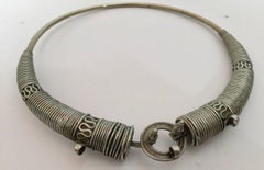 Traditional Silver Torque Necklace Chocker from Rajasthan India