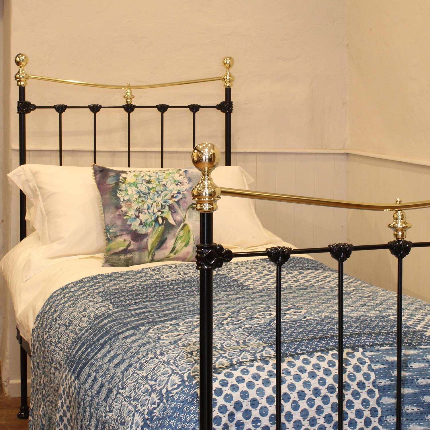 black and brass metal bed frame
