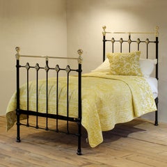 Traditional Single Victorian Brass and Iron Antique Bed in Black MS76