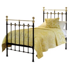 Traditional Single Victorian Brass and Iron Antique Bed in Black MS76