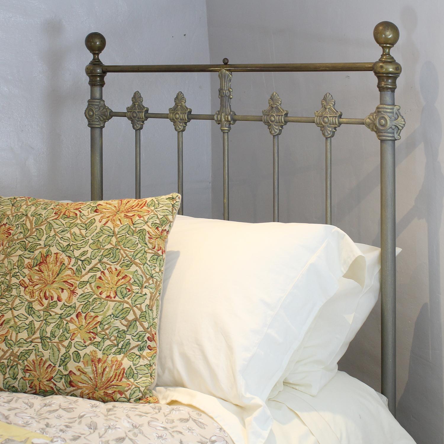 Cast Traditional Single Victorian Brass and Iron Antique Bed in Faded Gold For Sale