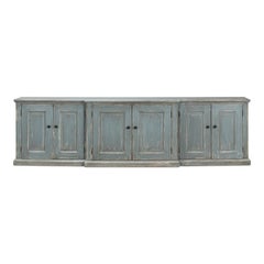 Traditional Six-Door Credenza, 122" - Distressed Blue-Grey Pine