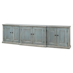 Traditional Six-Door Credenza, 122" - Distressed Blue-Grey Pine