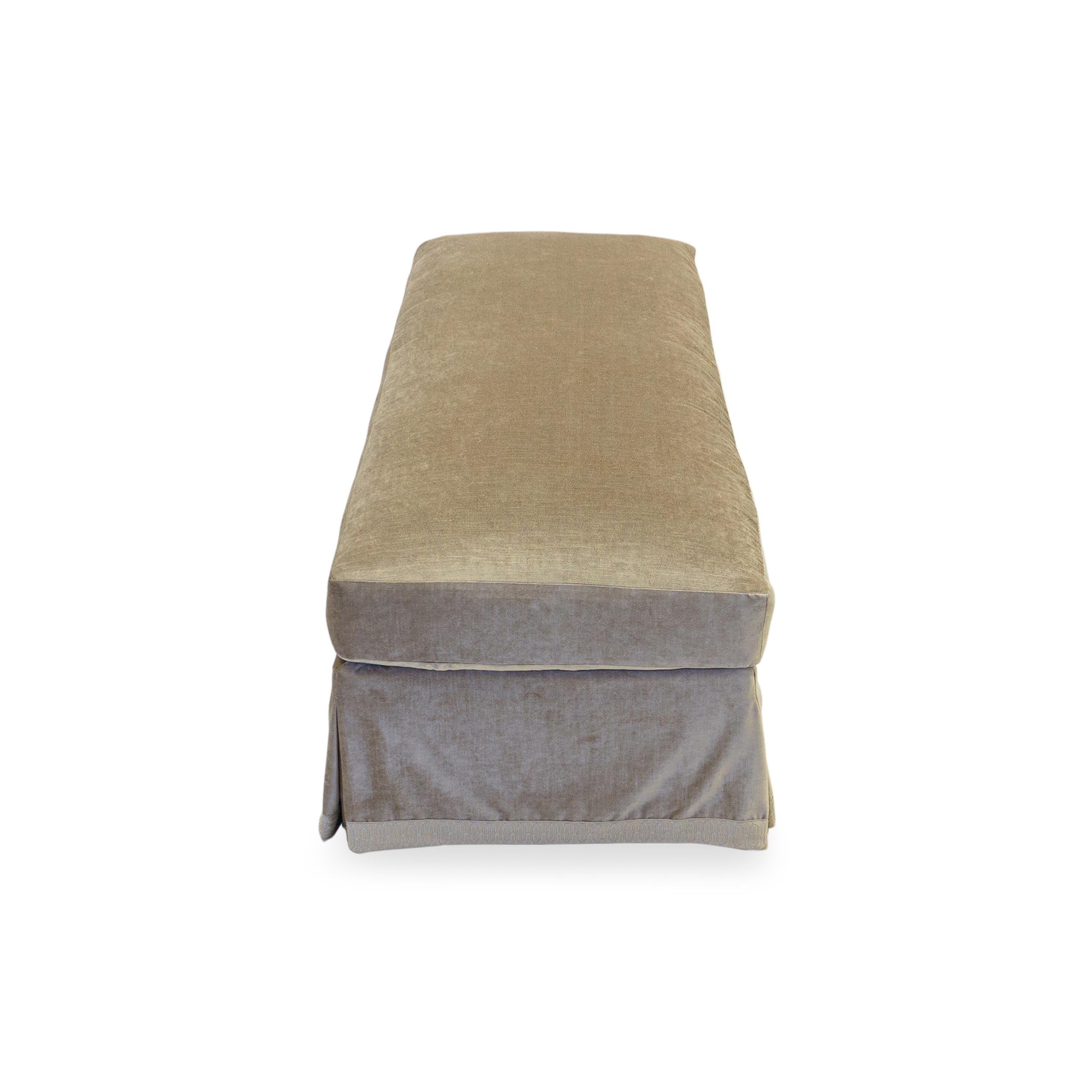 Contemporary Traditional Skirted Ottoman / Bench, Customizable For Sale