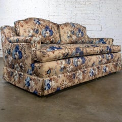 Traditional Sofa or Loveseat with Floral Chintz Fabric and Brass Ball Casters