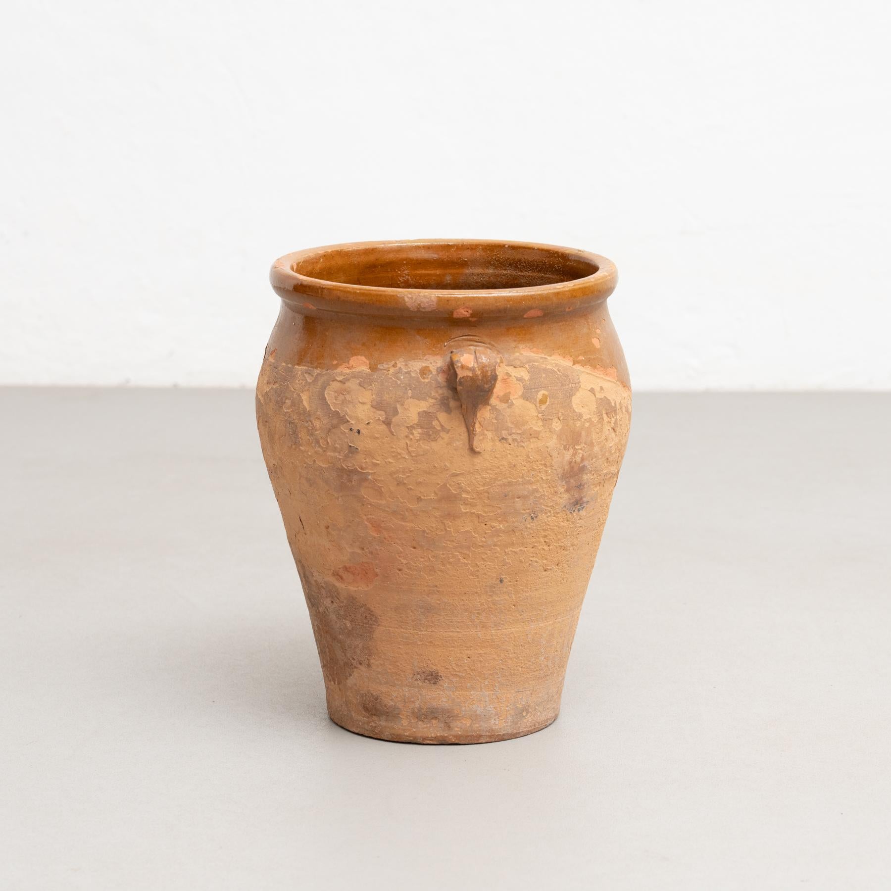 Mid-20th Century Traditional Spanish Ceramic Rustic Vase, circa 1960 For Sale
