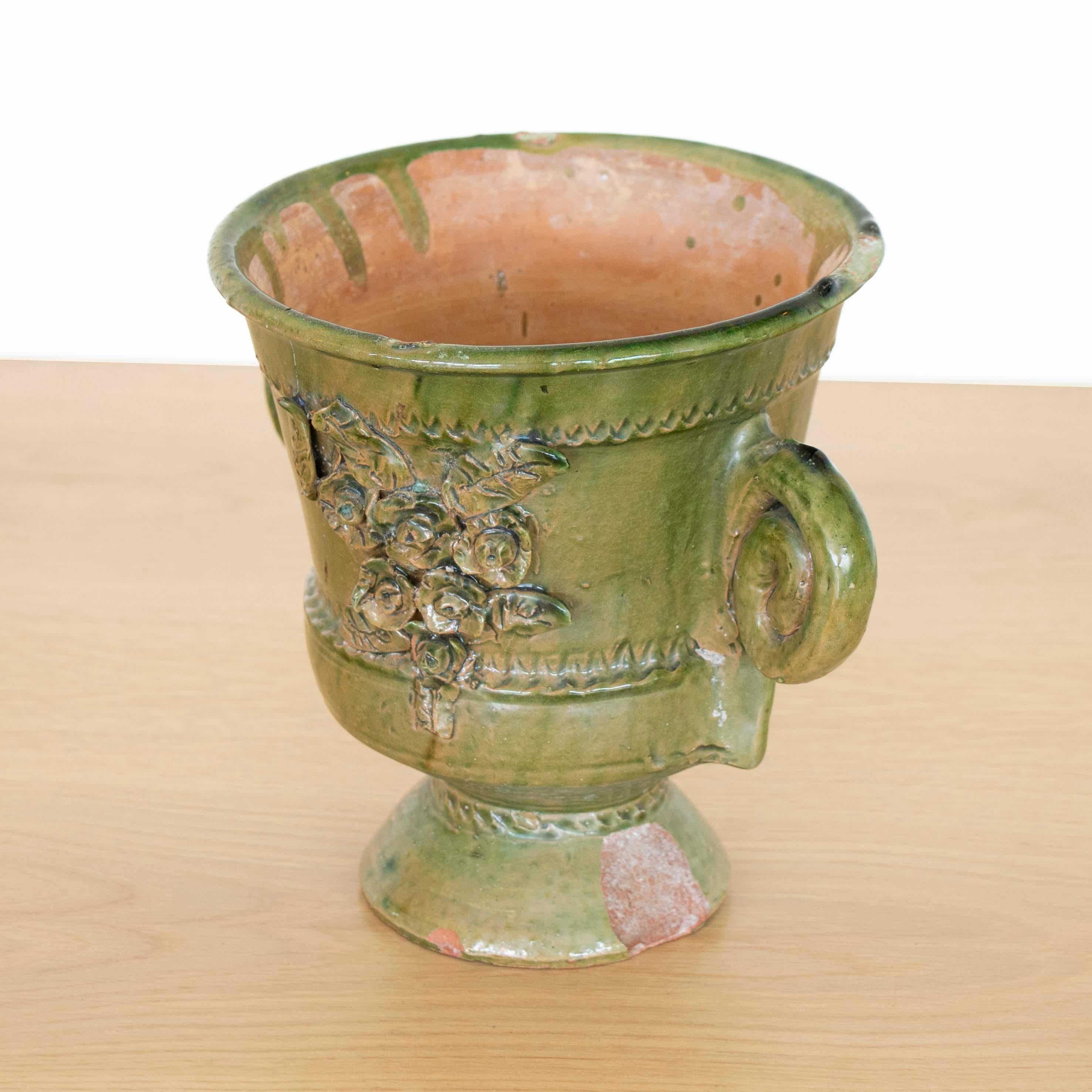20th Century Traditional Spanish Green Ceramic Pot