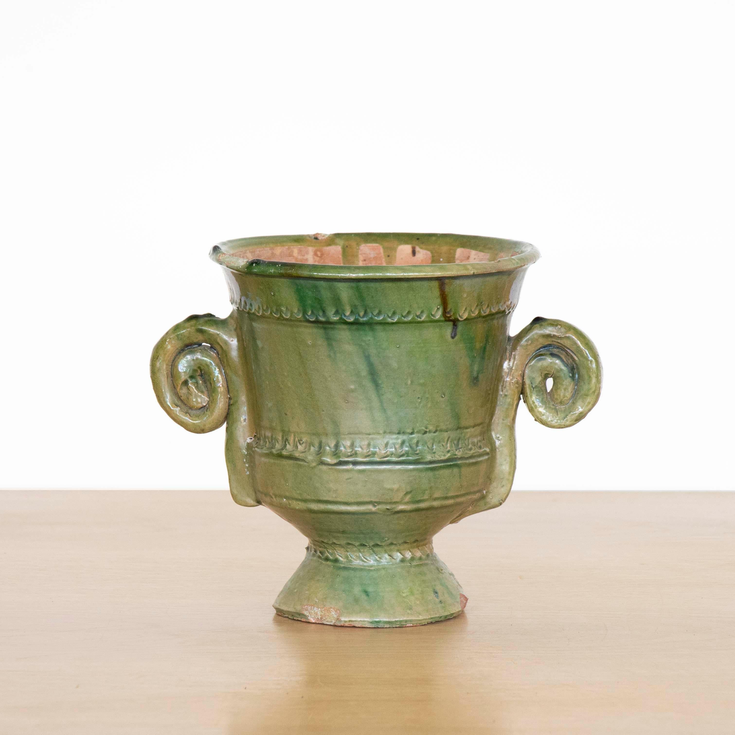 Traditional Spanish Green Ceramic Pot 2