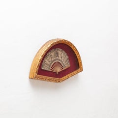 Traditional Spanish Paper Fan in a Guilted Frame circa 1930