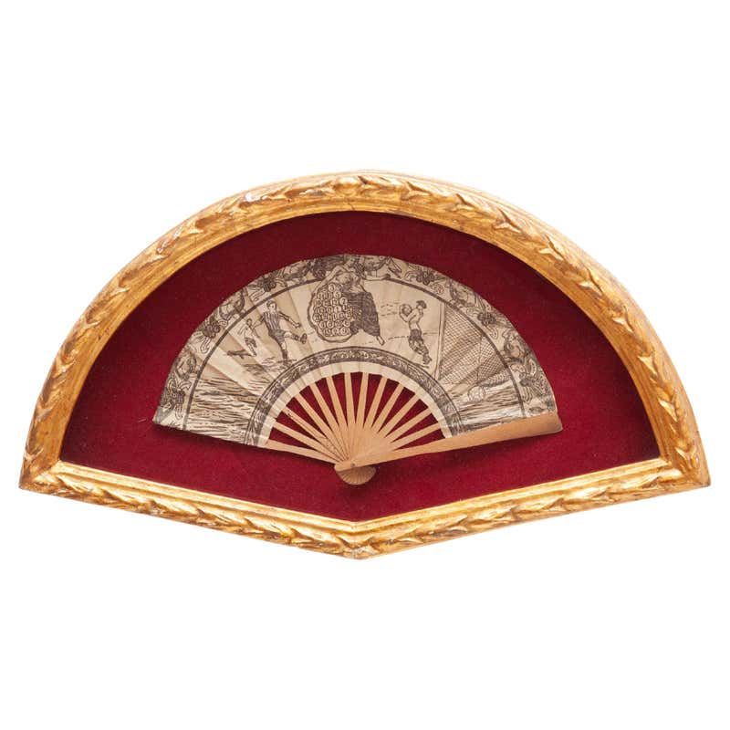 Traditional Spanish Paper Fan in a Guilted Frame, circa 1920 For Sale ...