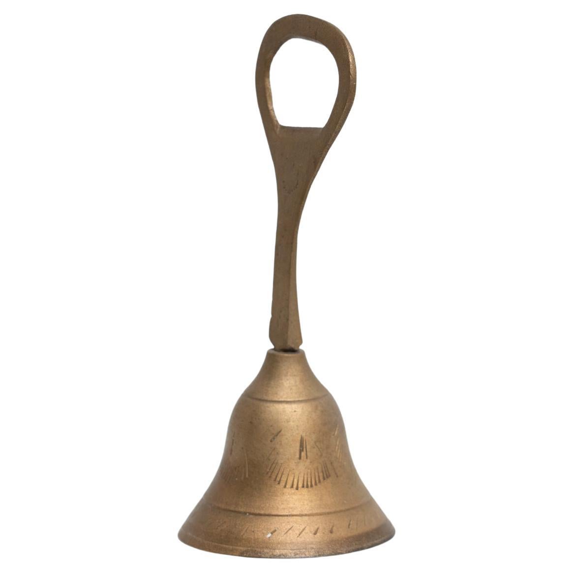Traditional Spanish Rustic Bronze Hand Bell Bottle Opener, circa 1950 For Sale