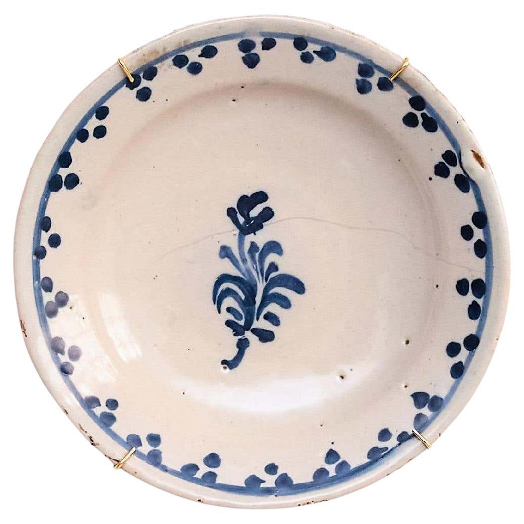Mid-Century Modern Traditional Spanish Rustic Ceramic Plate, Early 20th Century For Sale