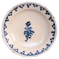 Used Traditional Spanish Rustic Ceramic Plate, Early 20th Century