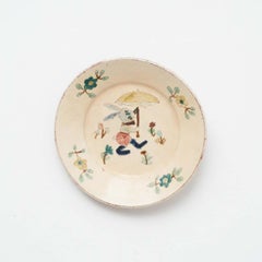 Traditional Spanish Rustic Decorative Hand Painted Ceramic Plate, circa 1920