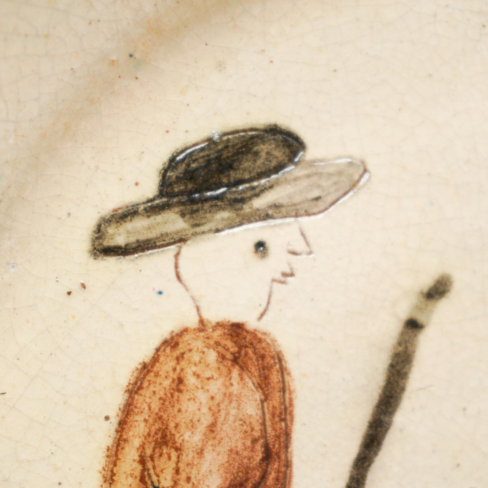 Traditional Spanish Rustic Decorative Hand Painted Ceramic Plate, circa 1940 For Sale 4