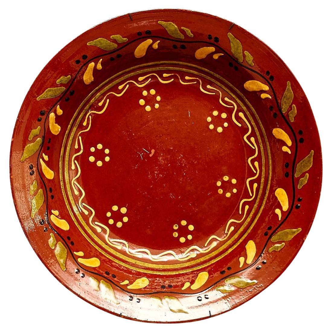 Traditional Spanish Rustic Decorative Hand Painted Ceramic Plate, circa 1940 For Sale