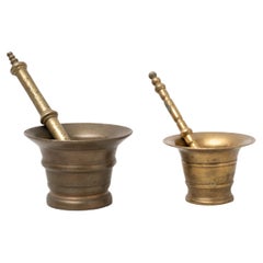 Traditional Spanish Set of Two Vintage Metal Mortar, circa 1950