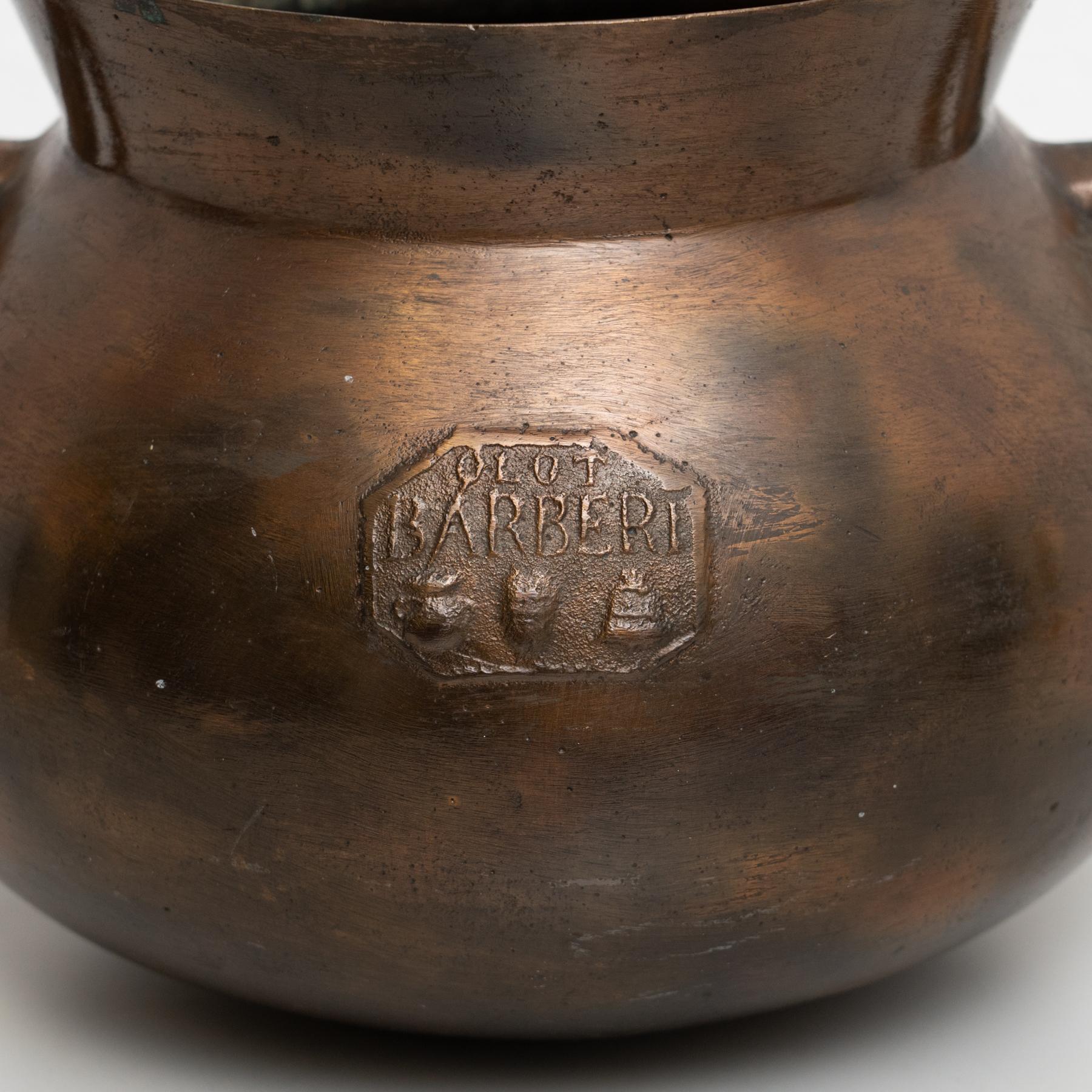 Rustique Pot traditionnel espagnol en bronze vintage, circa 1950 en vente