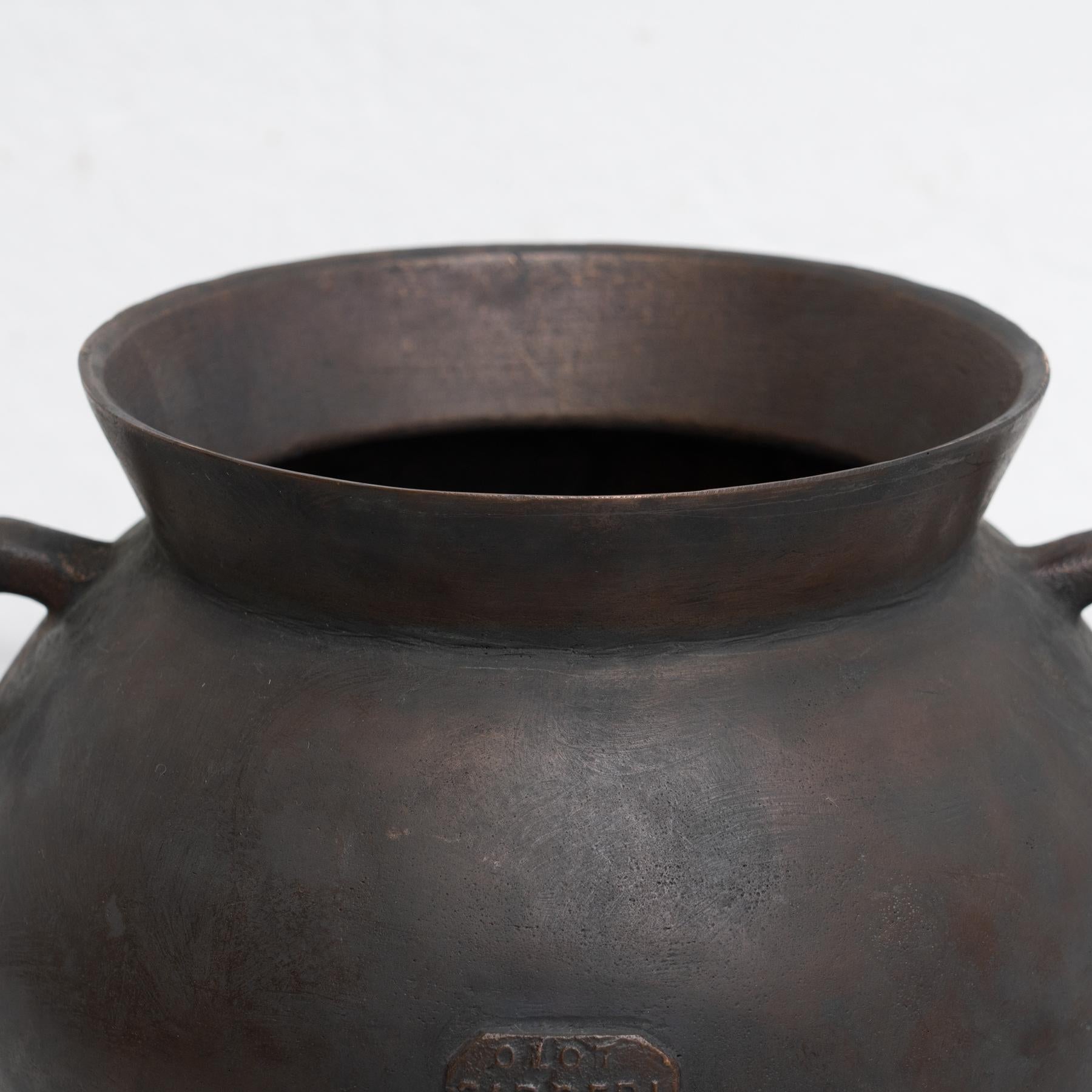 Traditioneller spanischer Vintage-Bronzetopf aus Bronze, um 1950 (Spanisch) im Angebot