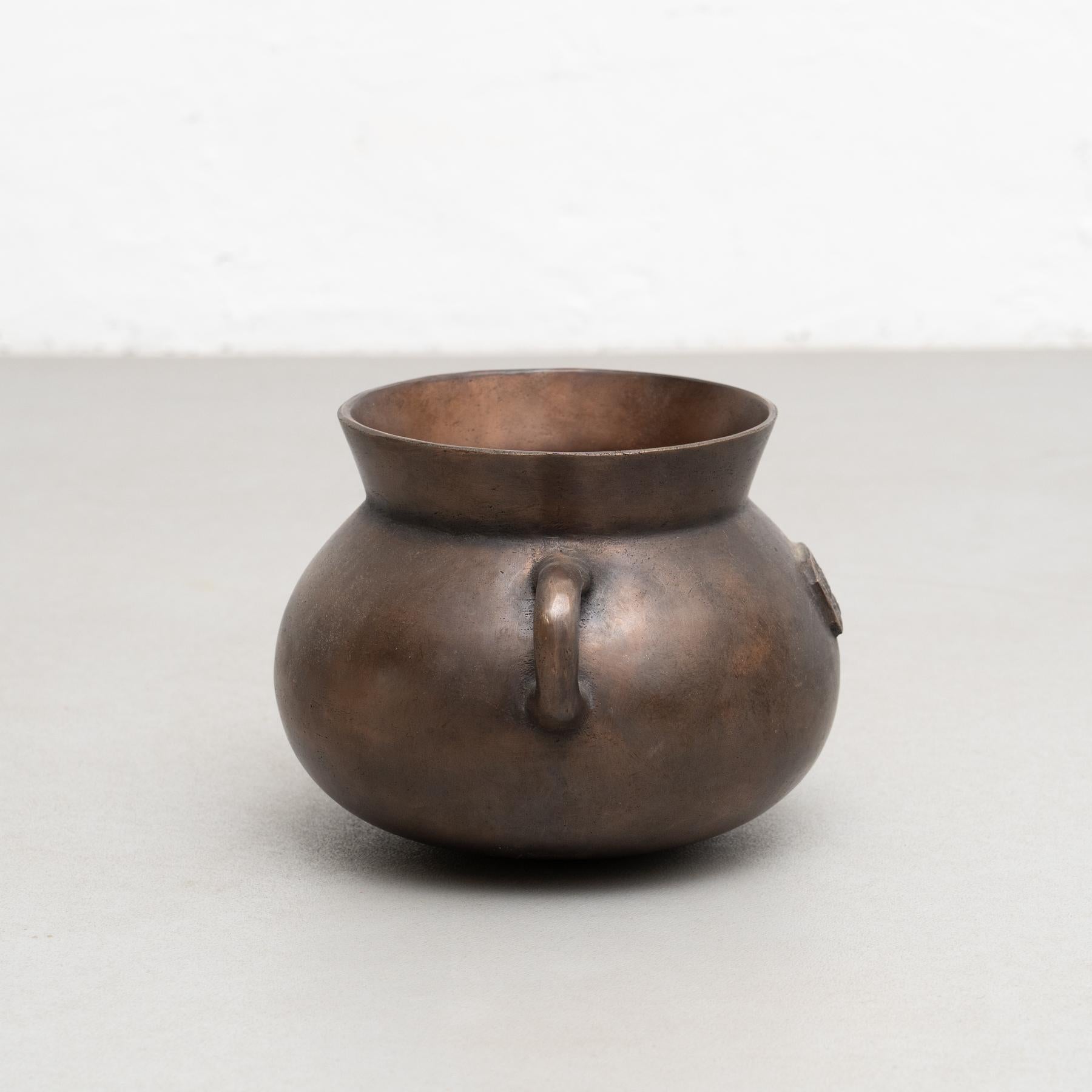 Mid-20th Century Traditional Spanish Vintage Bronze Pot, circa 1950