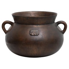 Traditioneller spanischer Vintage-Bronzetopf aus Bronze, um 1950