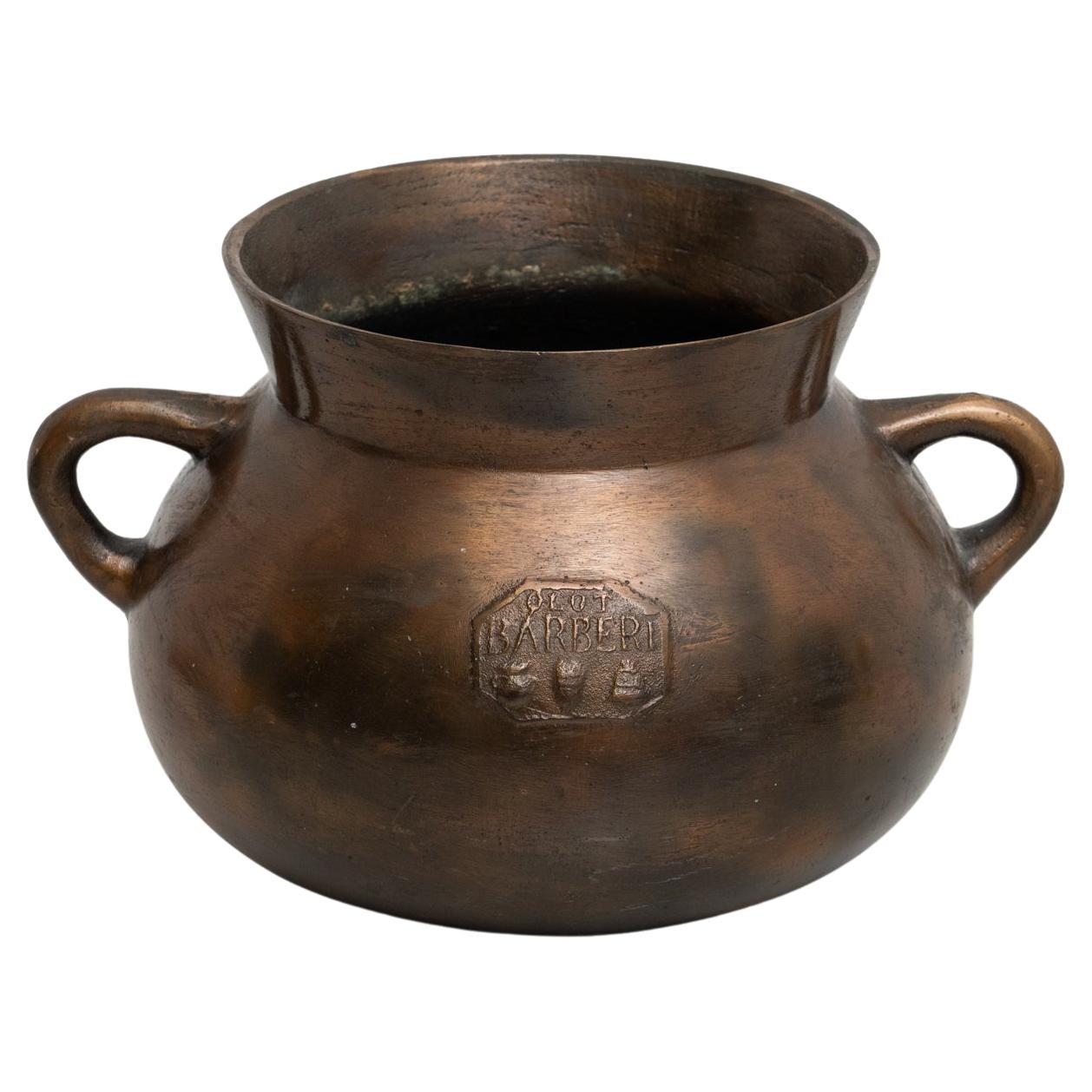 Traditional Spanish Vintage Bronze Pot, circa 1950