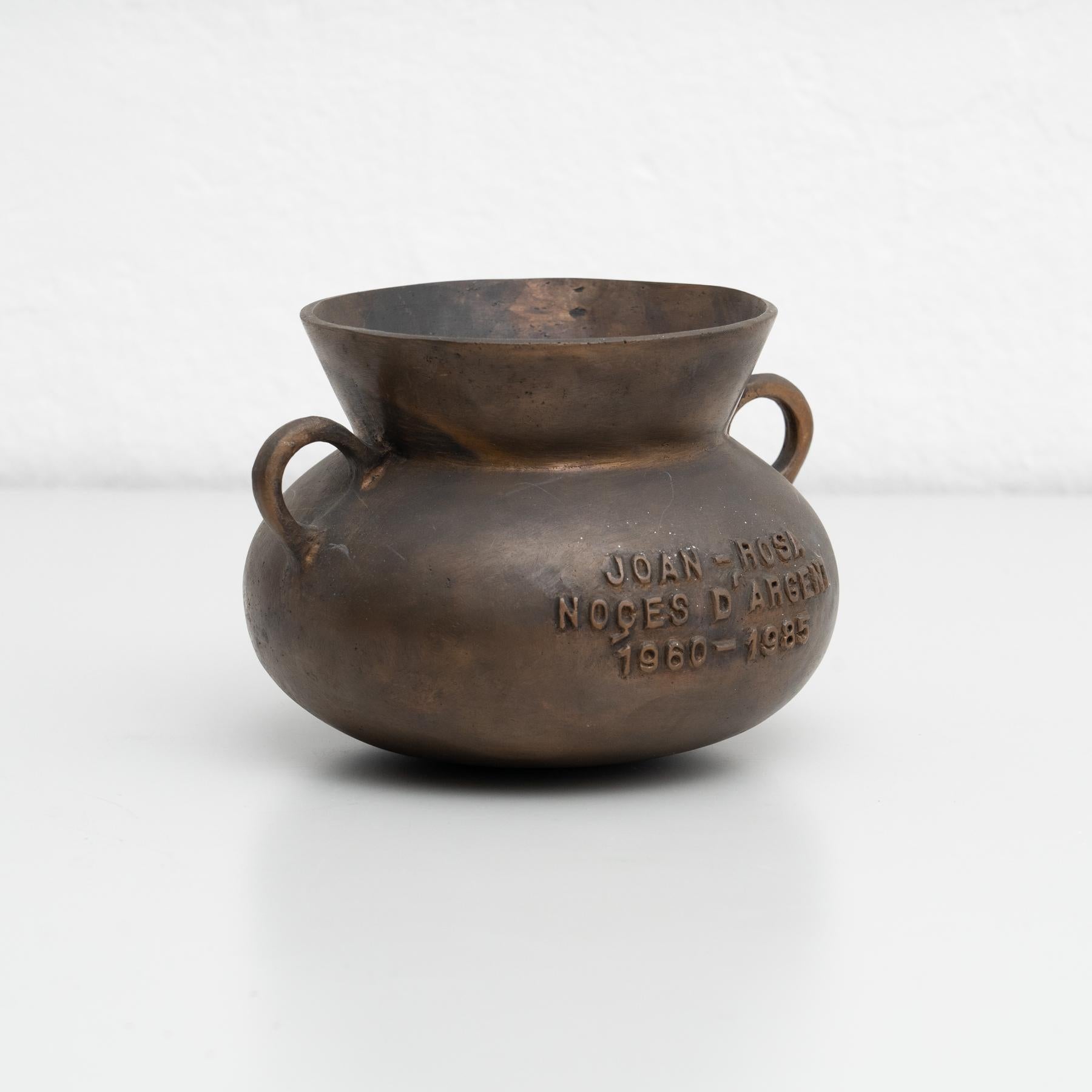 Rustique Pot traditionnel espagnol en bronze vintage, circa 1985 en vente
