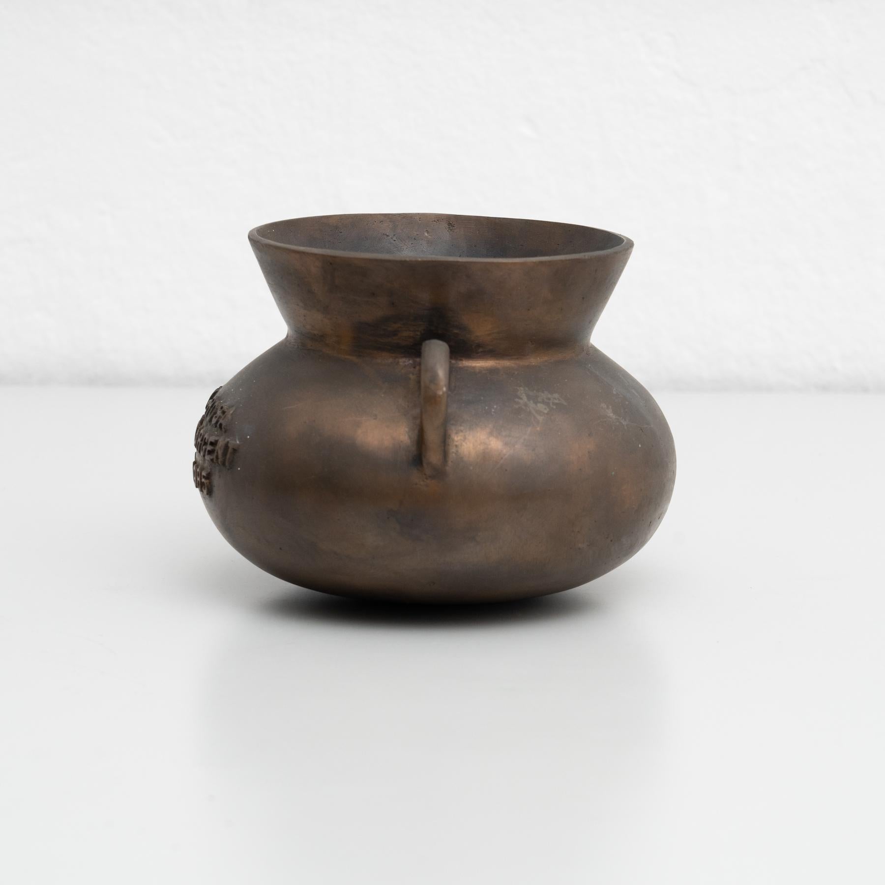 Pot traditionnel espagnol en bronze vintage, circa 1985 en vente 1