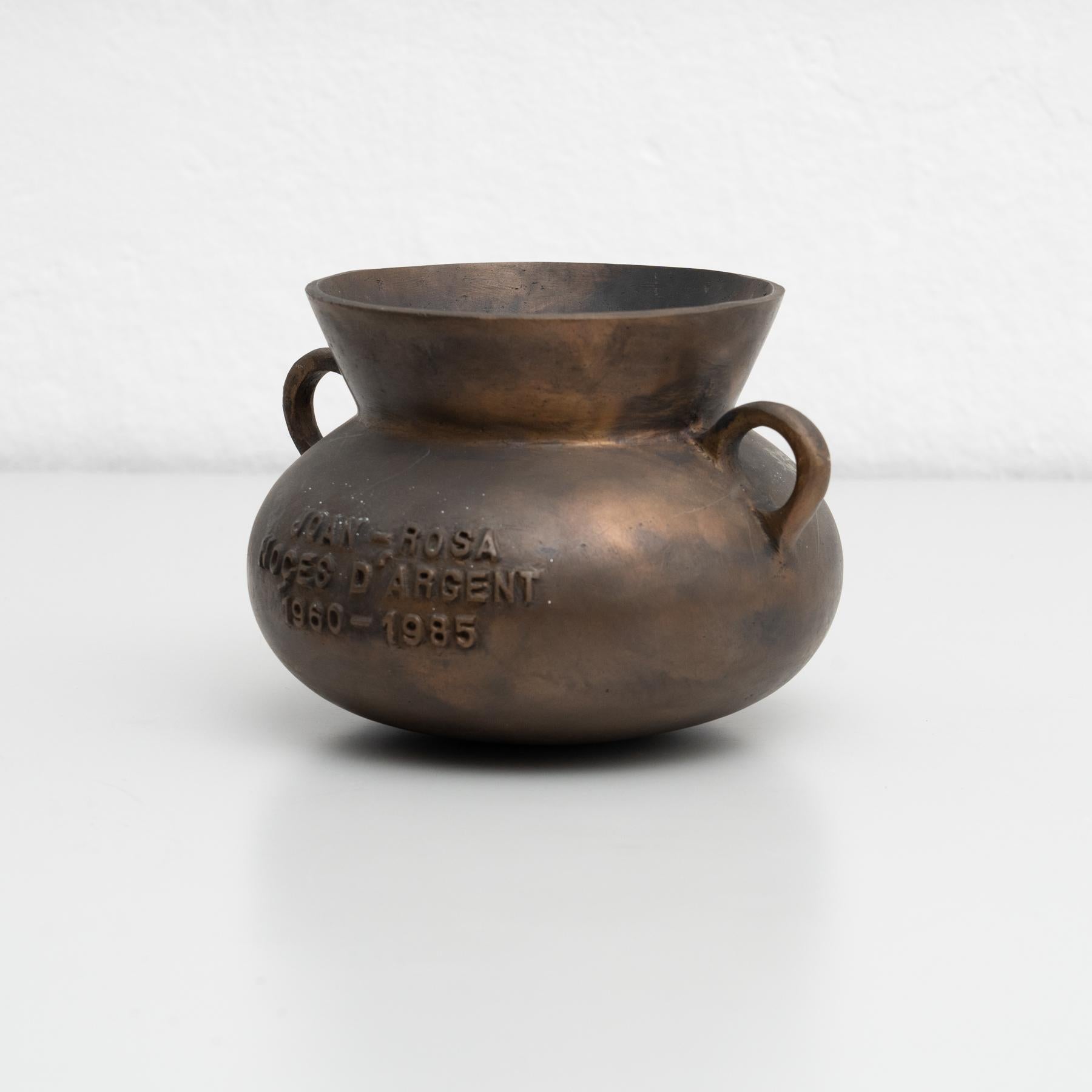 Pot traditionnel espagnol en bronze vintage, circa 1985 en vente 2