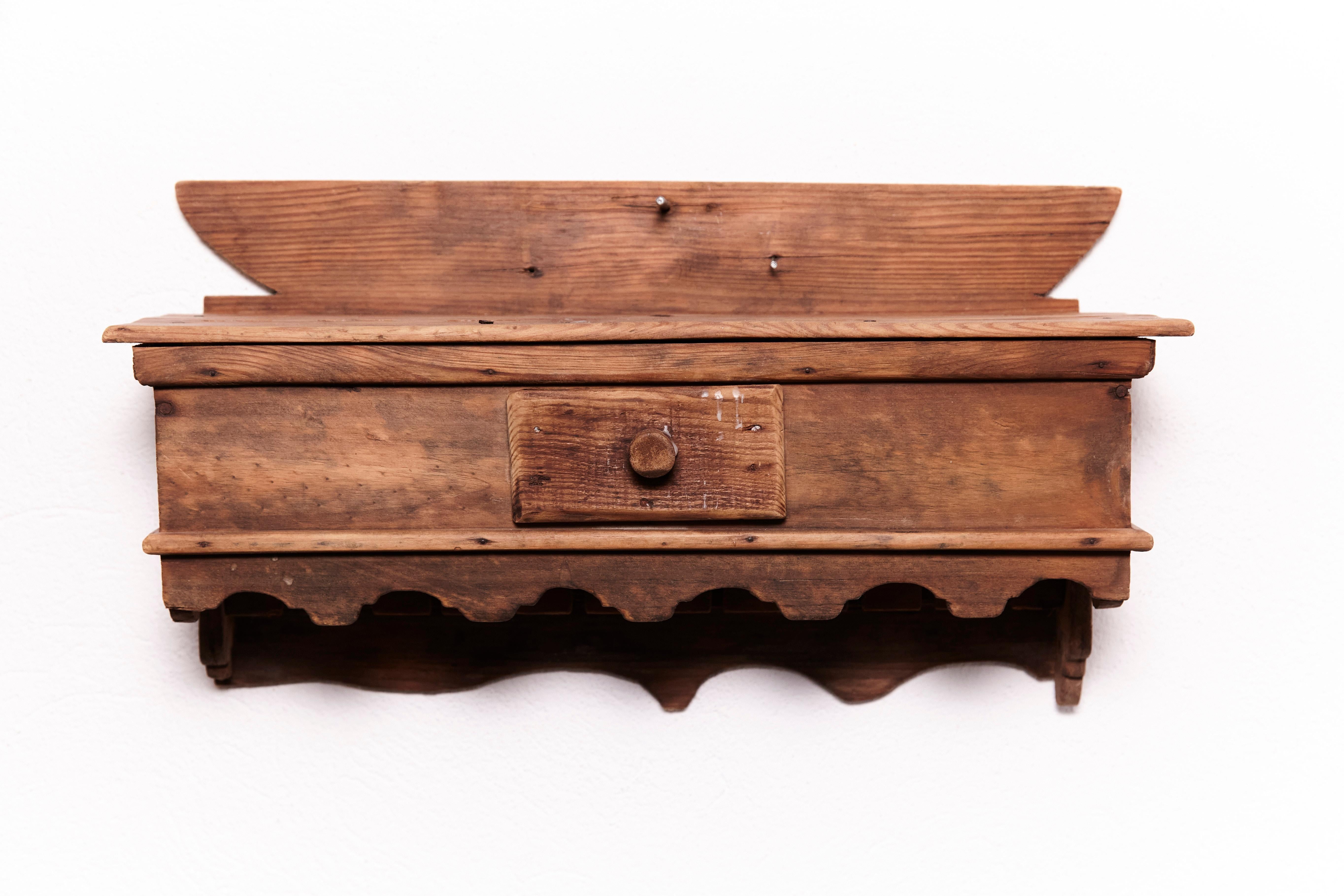 Traditional Spanish wood cutlery holder, circa 1930    Made by unknown manufacturer in Barcelona, Spain, circa 1960.    In original condition, with minor wear consistent with age and use, preserving a beautiful patina.    *the cutlery is not