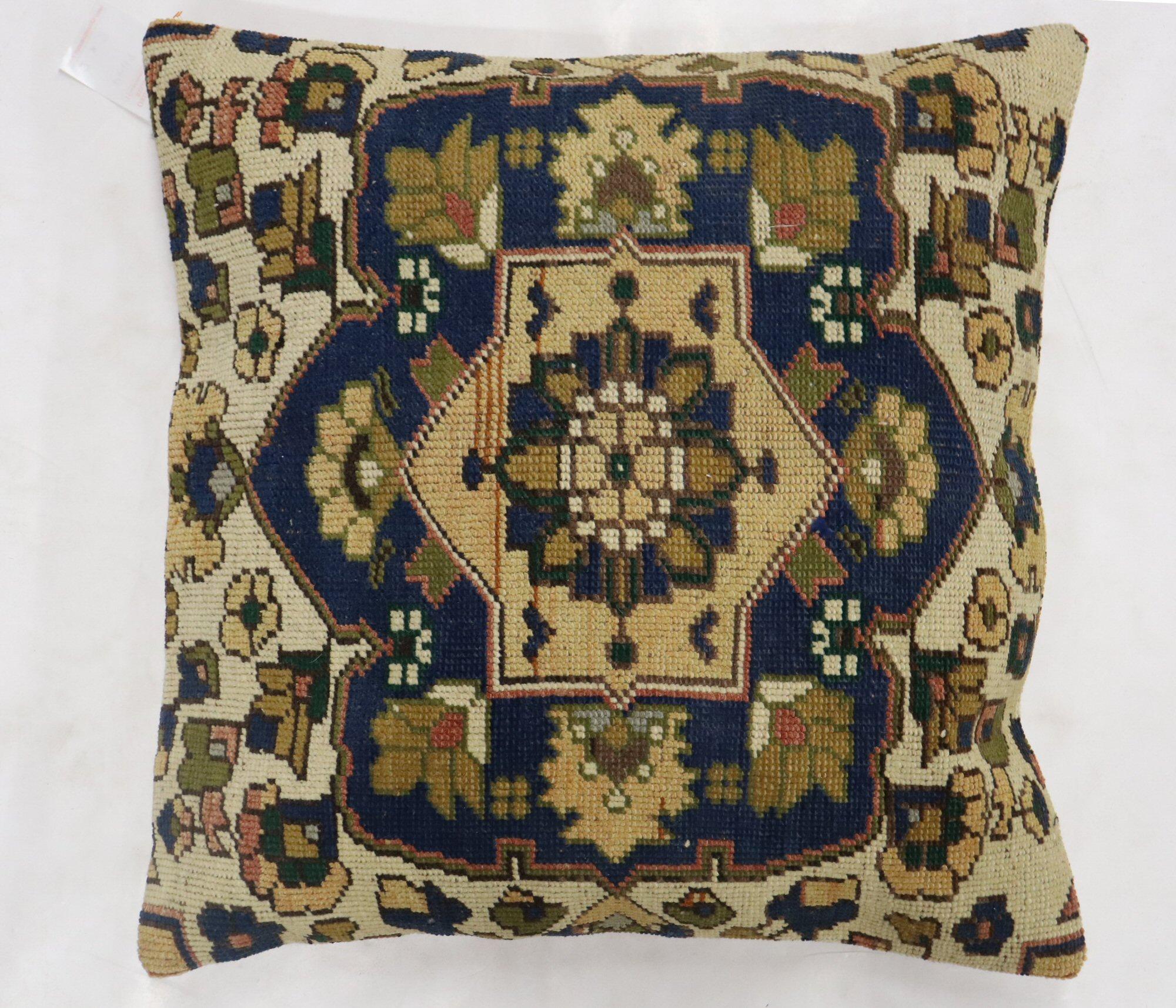 Traditional Square Turkish Rug Pillow In Good Condition For Sale In New York, NY