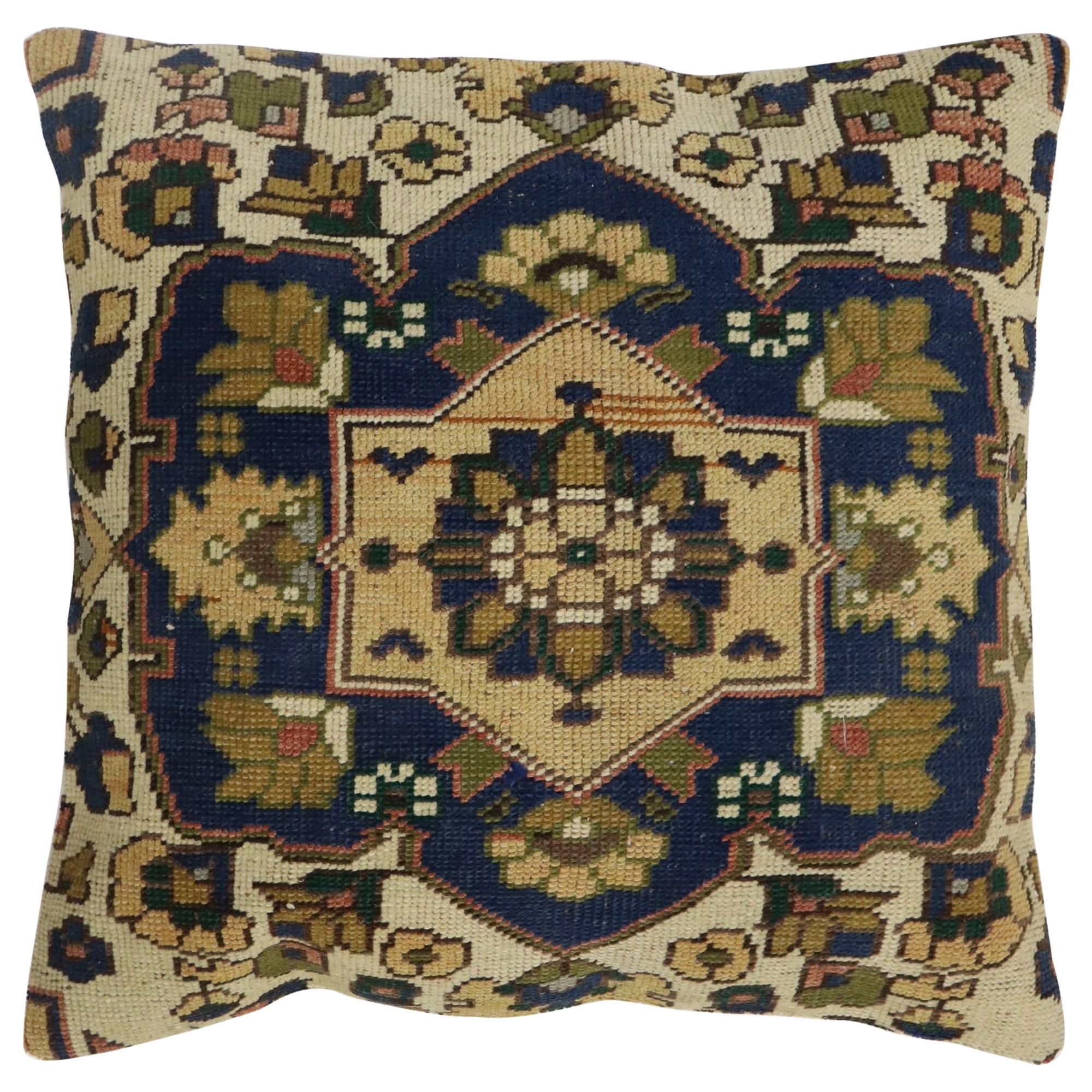Traditional Square Turkish Rug Pillow For Sale