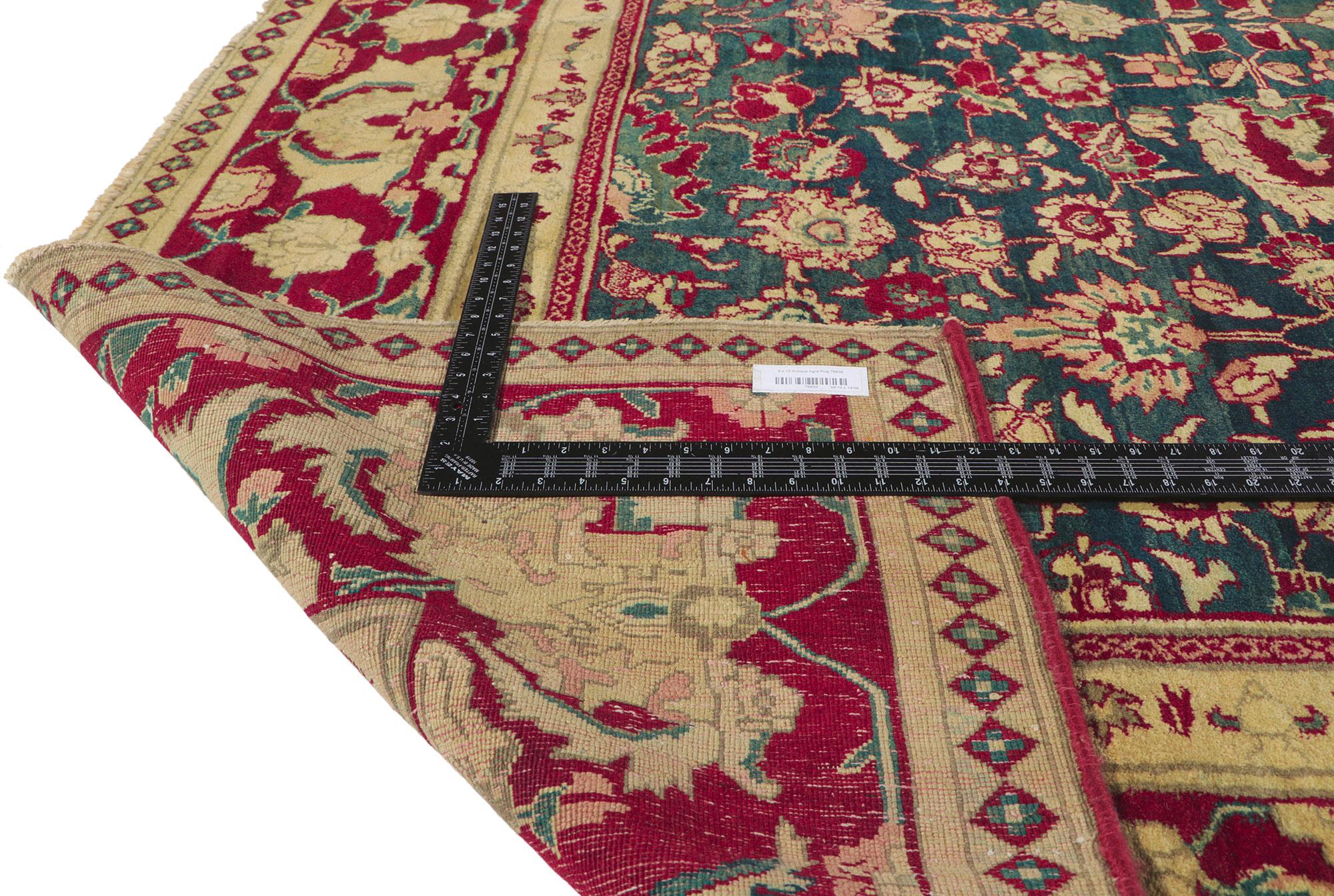 Hand-Knotted Traditional Style Antique India Agra Rug For Sale