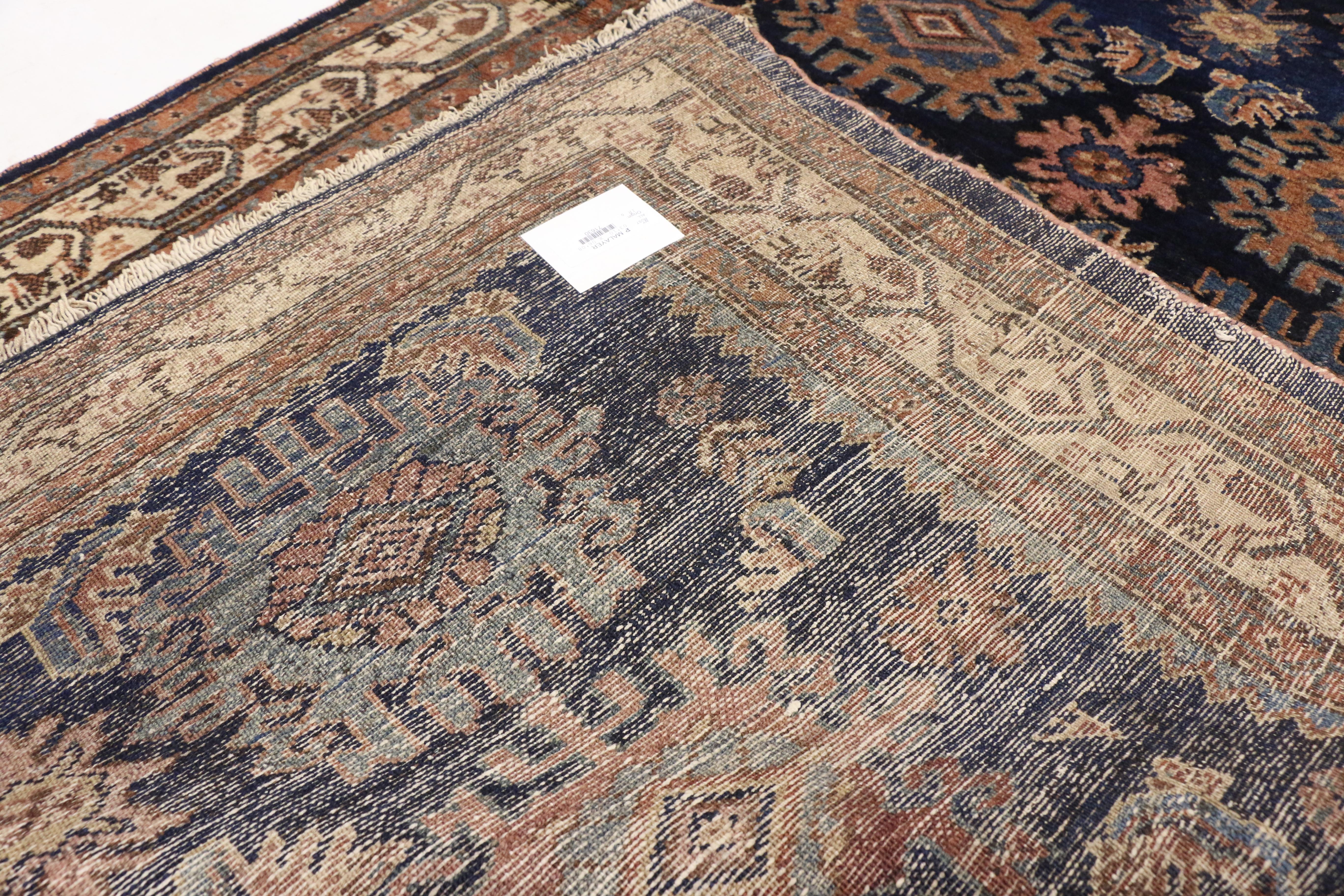 20th Century Traditional Style Antique Persian Malayer Rug with Large-Scale Geometric Print For Sale