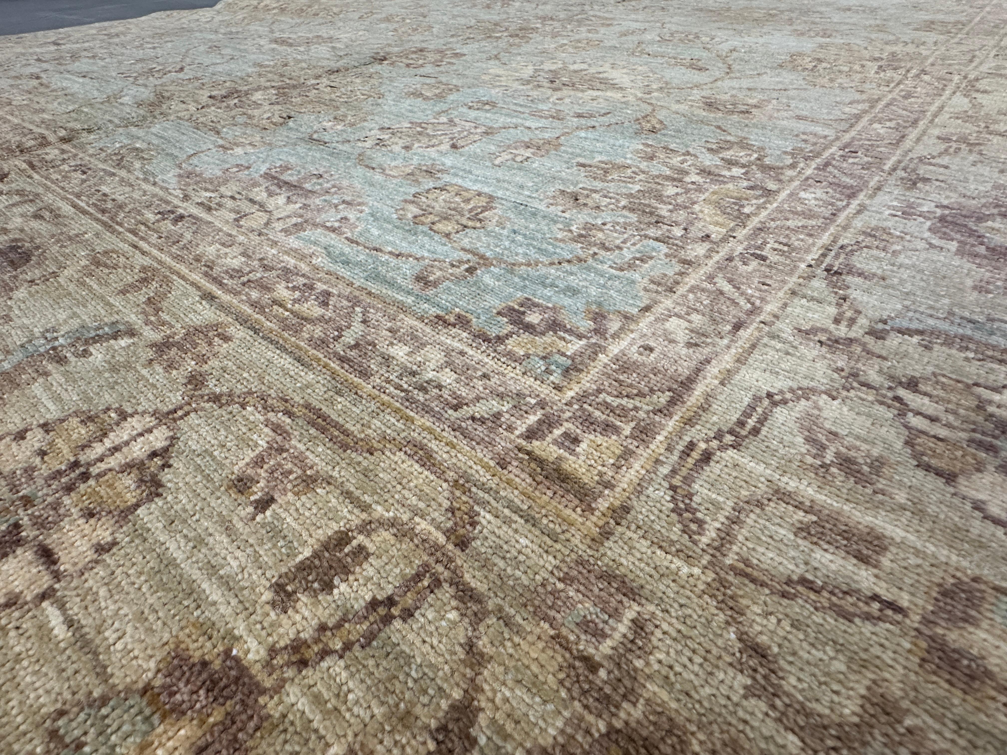 Contemporary Traditional Style Area Rug in Green and Gold with a Floral Pattern 6x9 For Sale