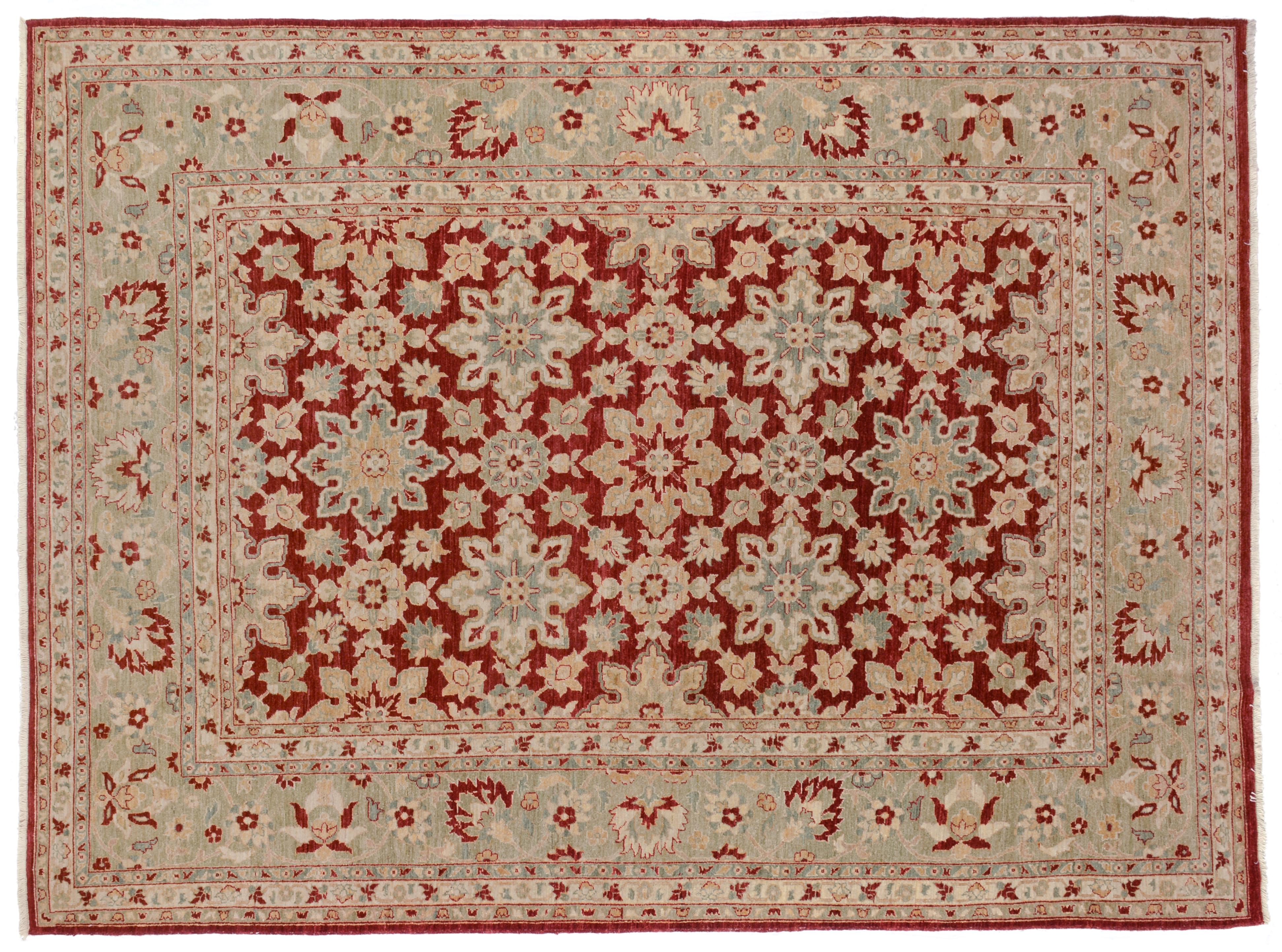 Pakistani Traditional Style Area Rug with Red and Blue For Sale