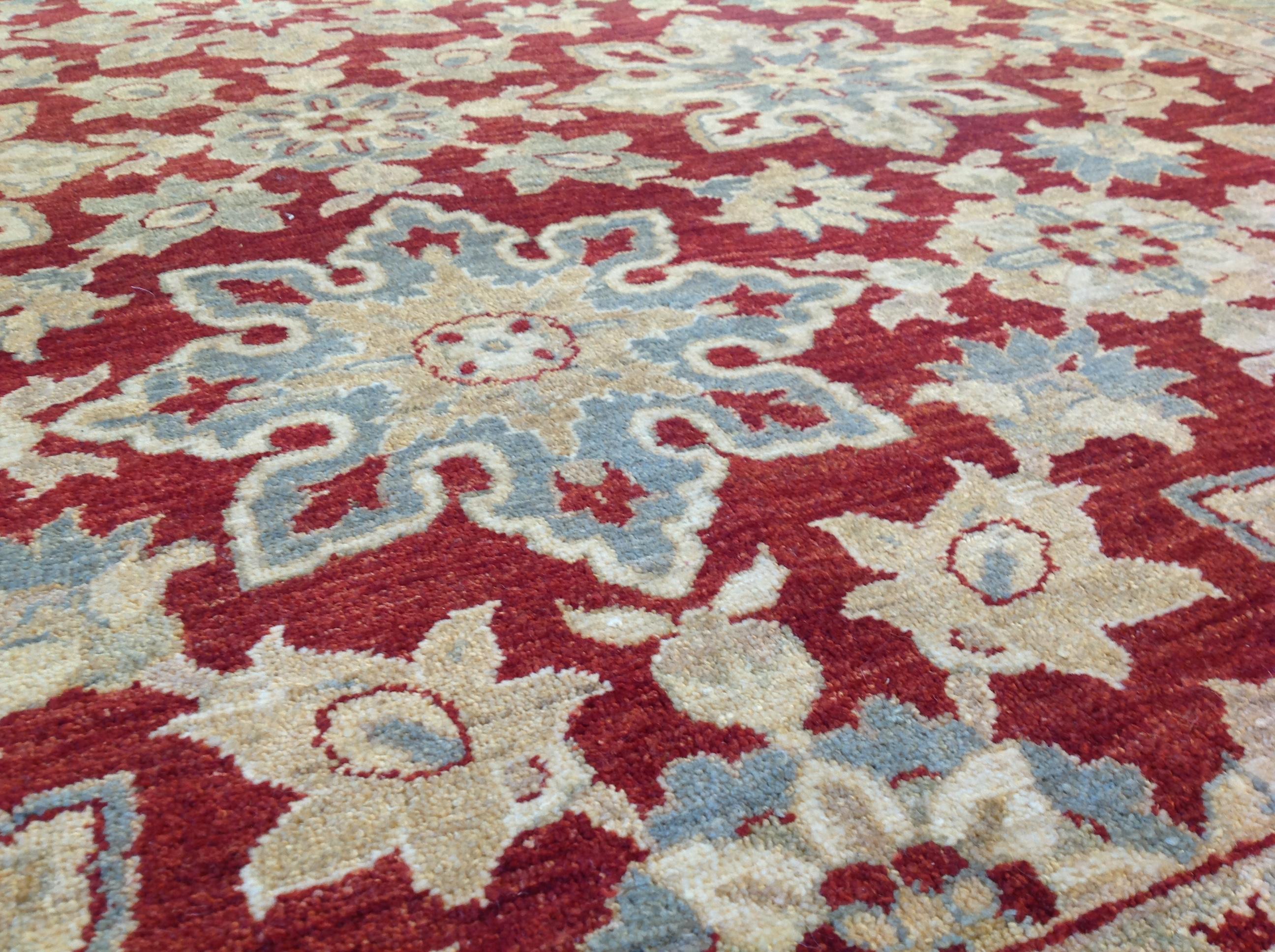 Wool Traditional Style Area Rug with Red and Blue For Sale