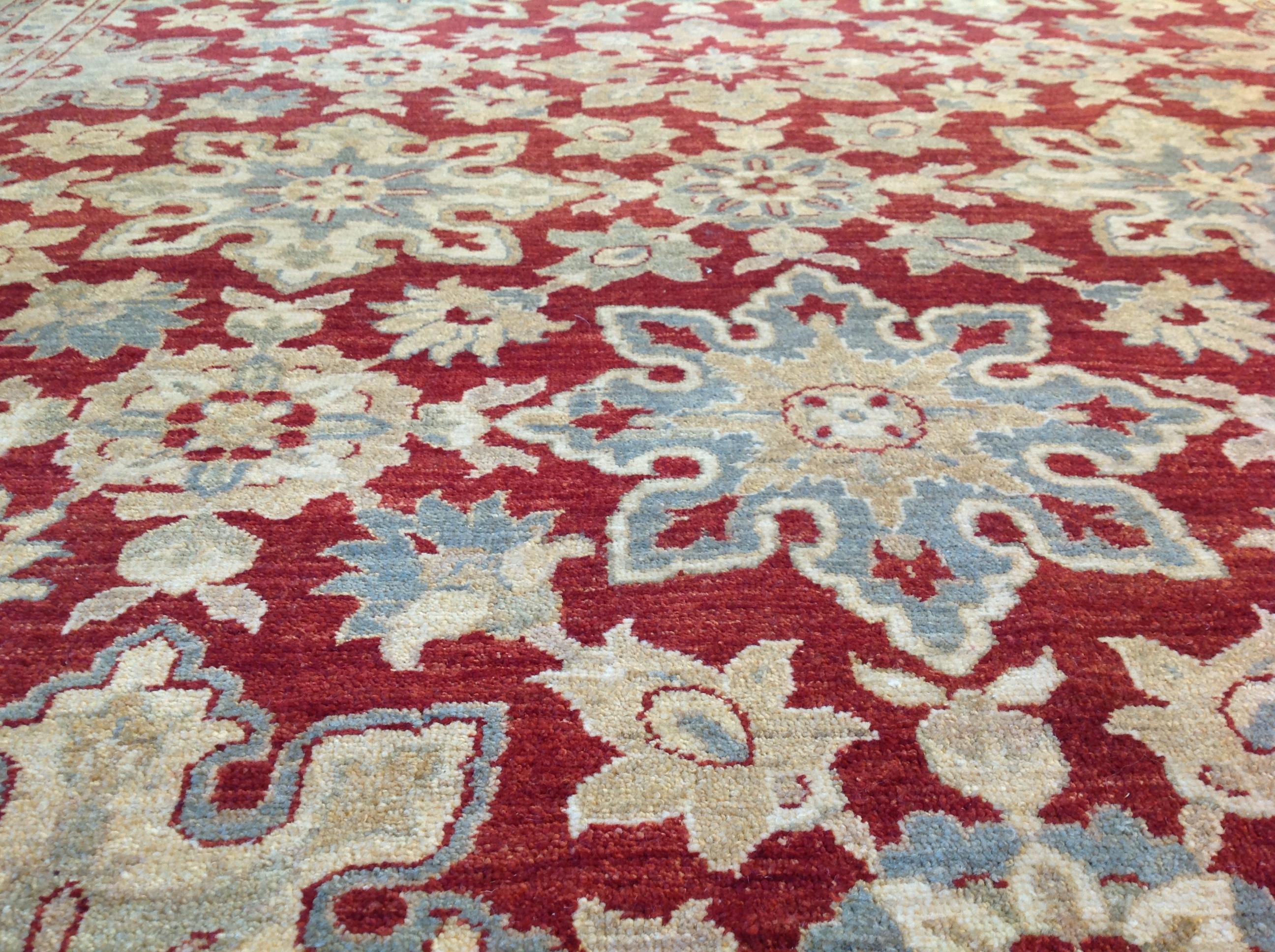 Traditional Style Area Rug with Red and Blue For Sale 1