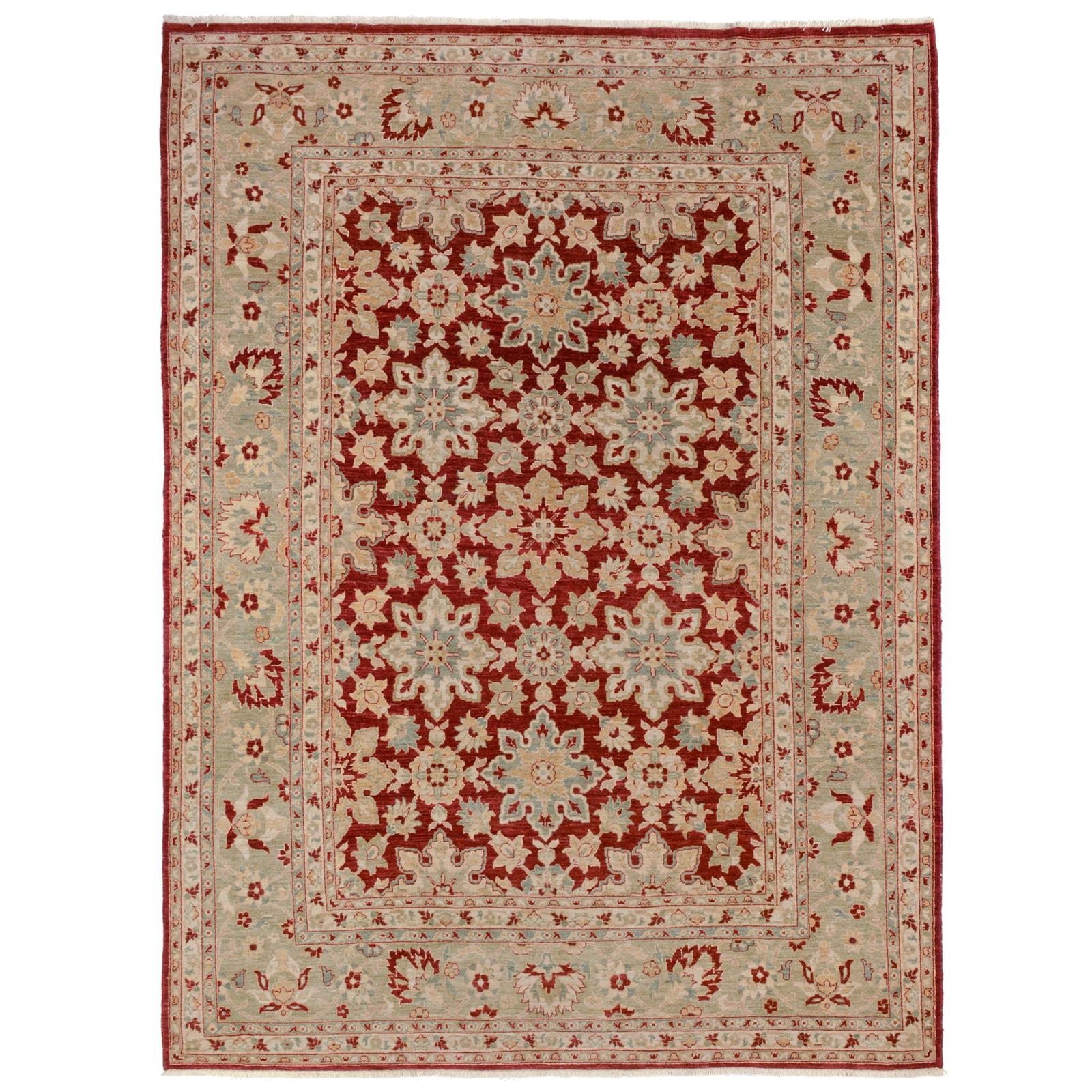 Traditional Style Area Rug with Red and Blue For Sale