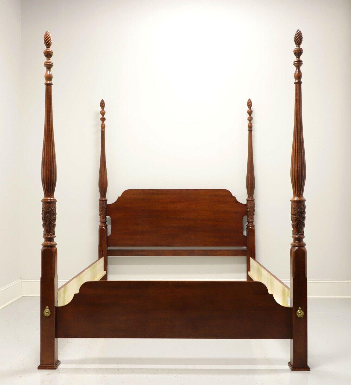 20th Century Traditional Style Four Post Rice Carved Queen Bed