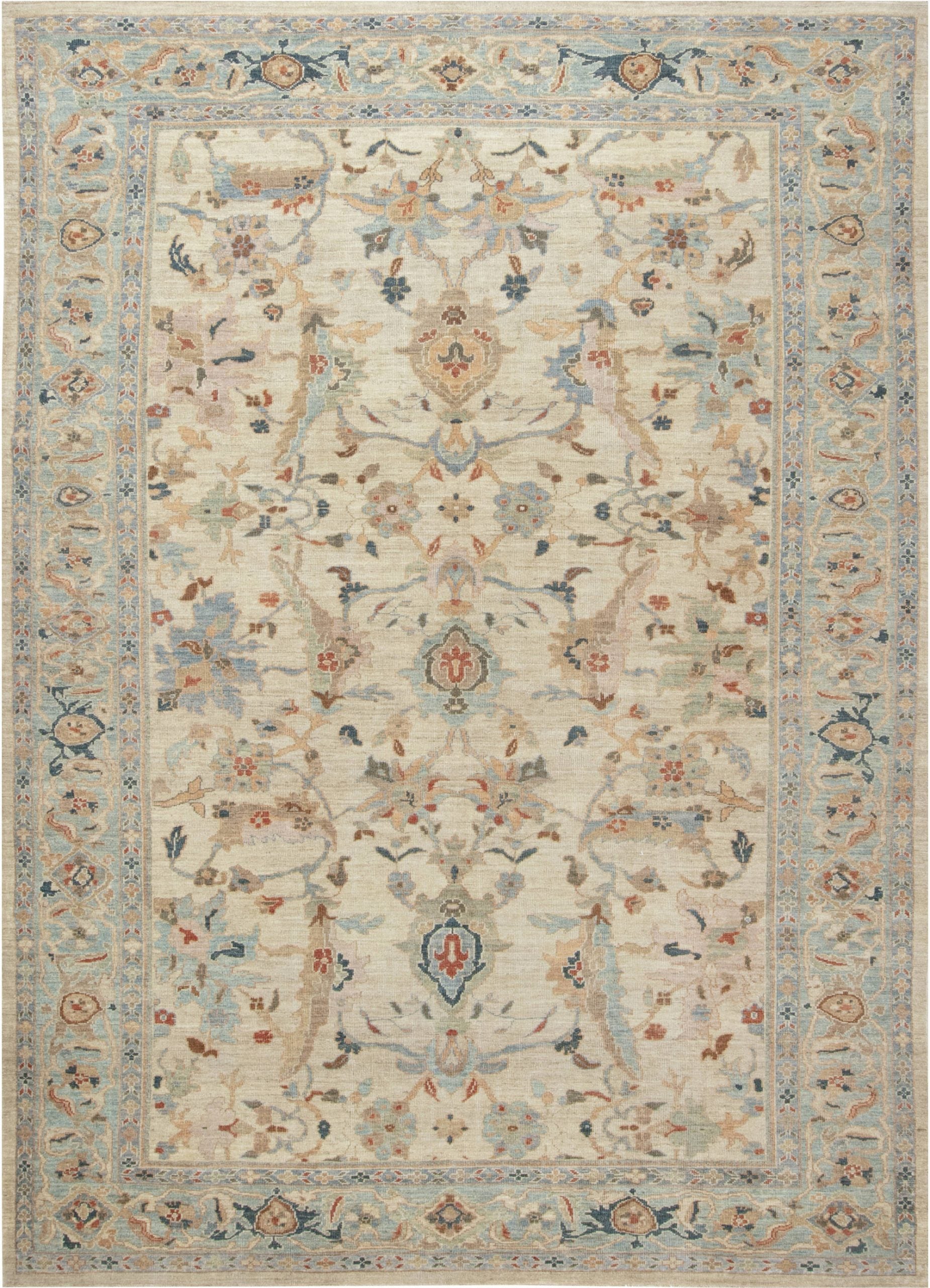 Weicher, beiger Teppich im traditionellen Sultanabad-Stil „Eden Mist“ von Doris Leslie Blau