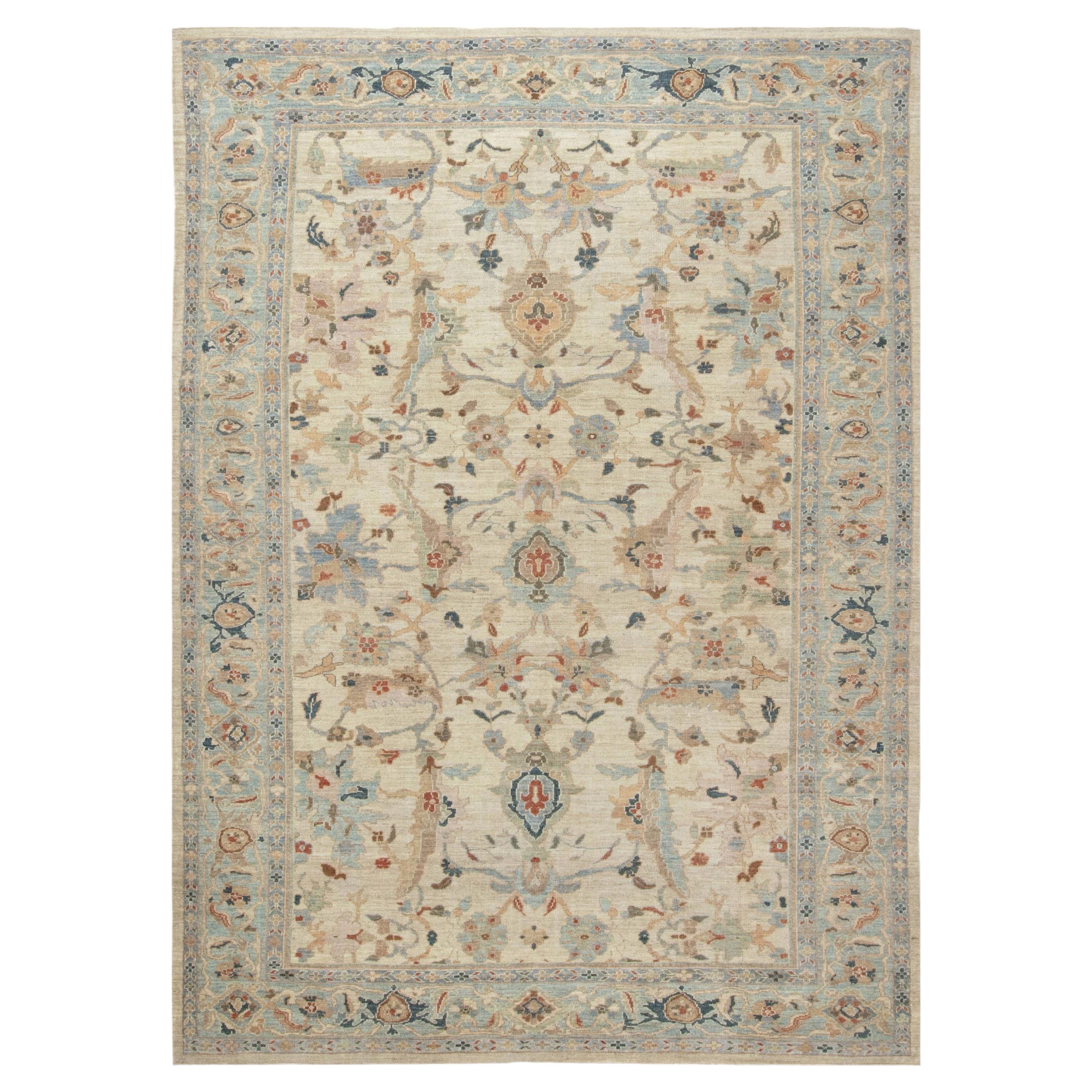 Weicher, beiger Teppich im traditionellen Sultanabad-Stil „Eden Mist“ von Doris Leslie Blau