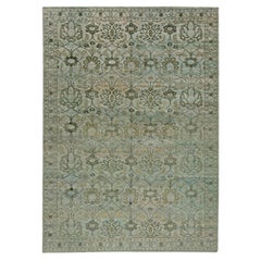 Traditional-Style Tabriz Pale Sand Silk Carpet "Aquafleur" by Doris Leslie Blau