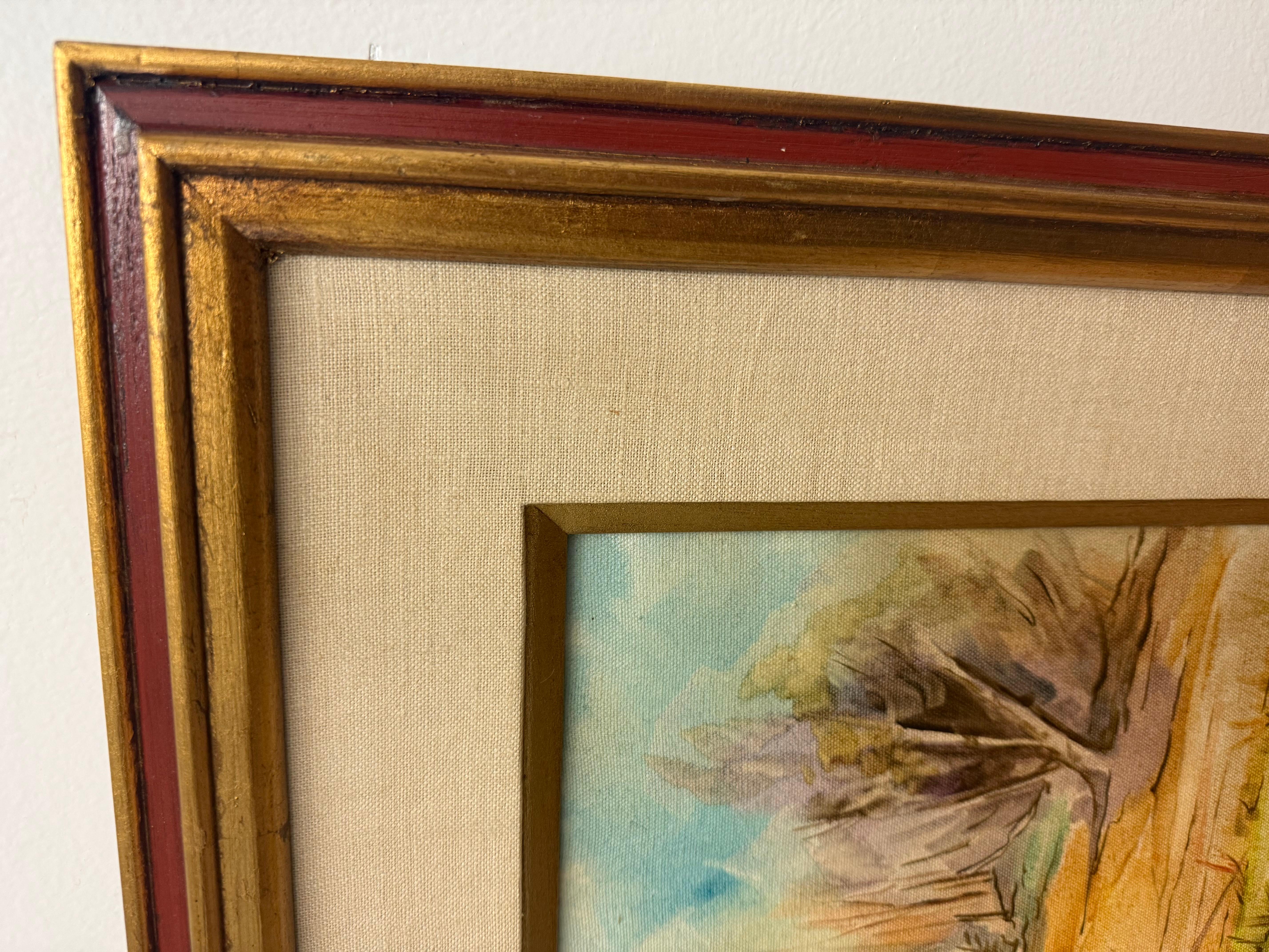 Traditional Style Vintage Framed Signed Scenic Abstract Mid CenturynPainting For Sale 4